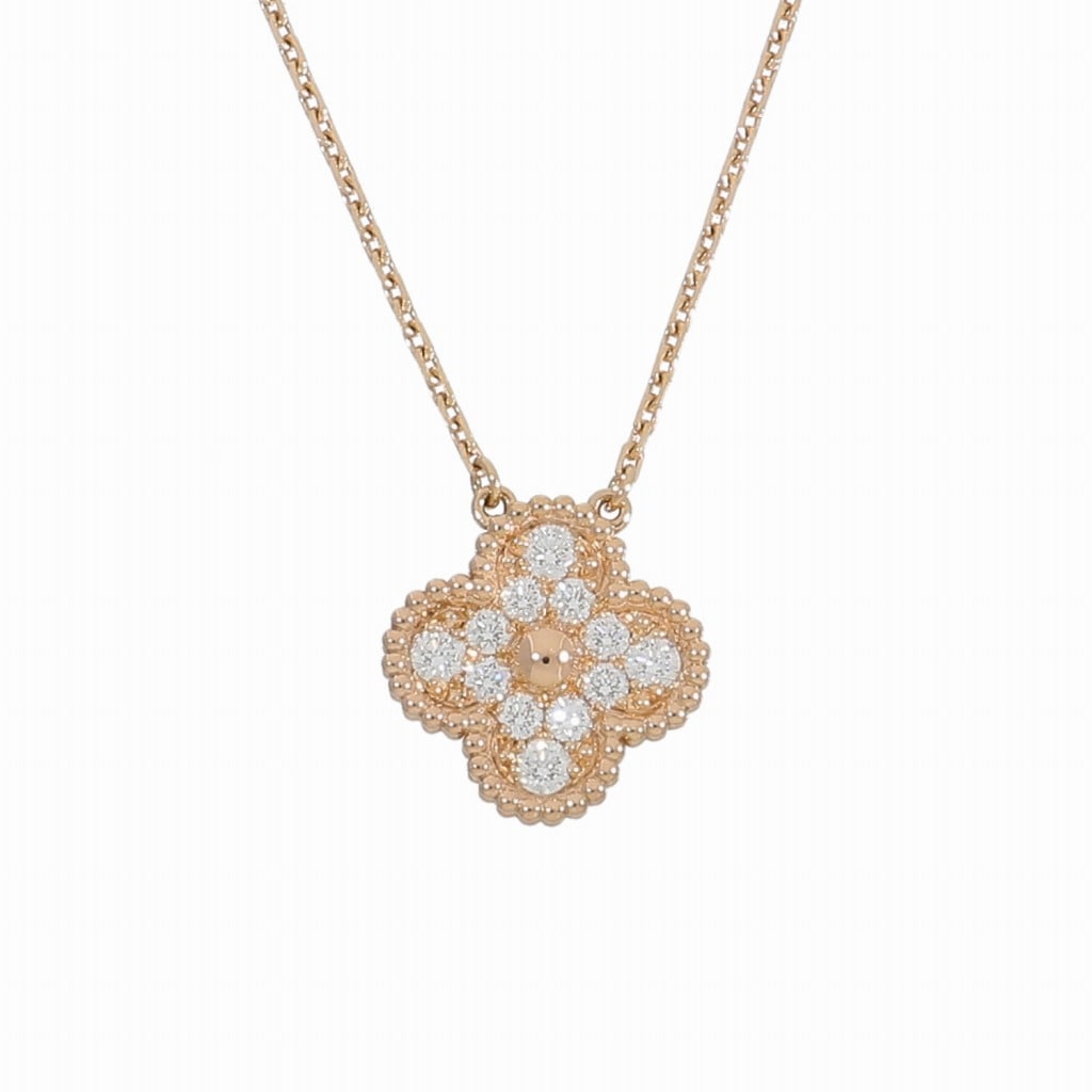 [中古]ヴァンクリーフ&アーペル ヴィンテージ アルハンブラ ネックレス ペンダント ダイヤモンド VCARP2R300