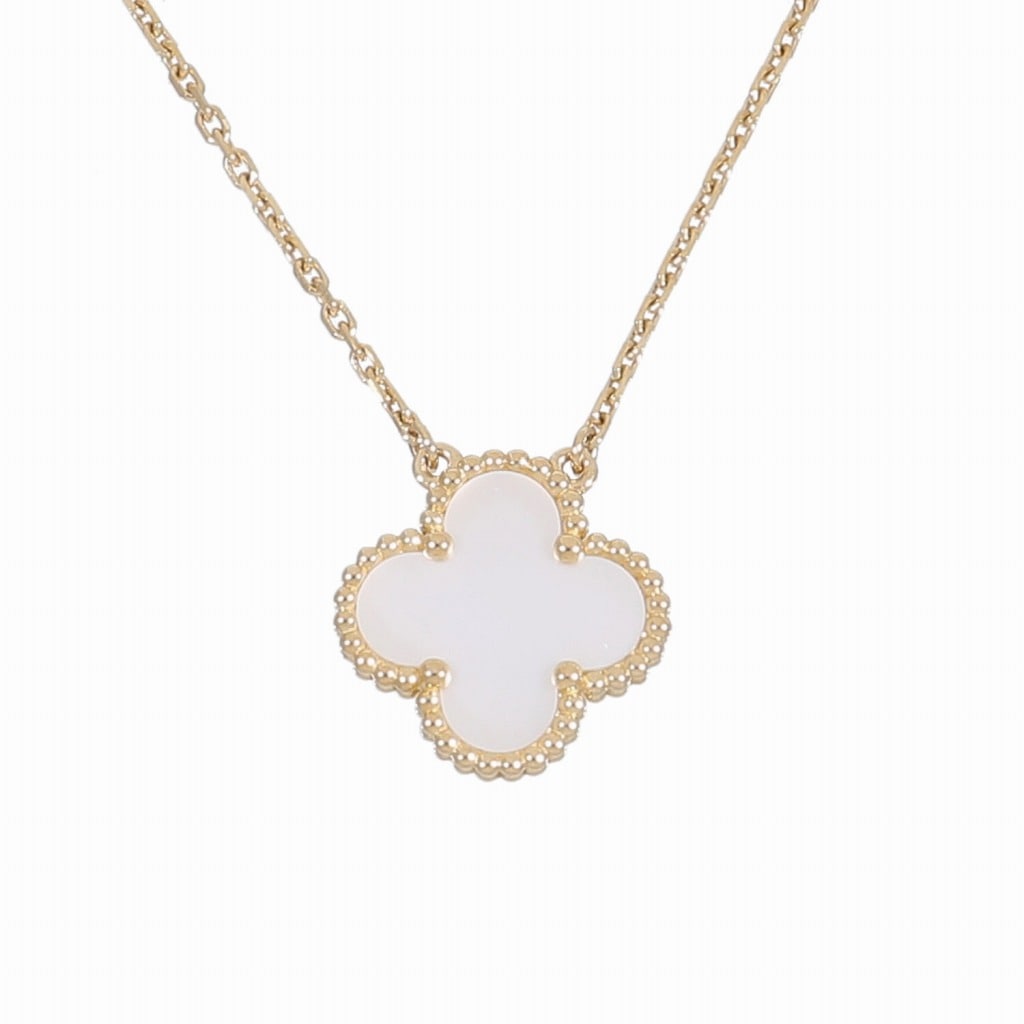 [中古]ヴァンクリーフ&アーペル ヴィンテージ アルハンブラ ペンダント ネックレス ホワイトマザーオブパール VCARA45900