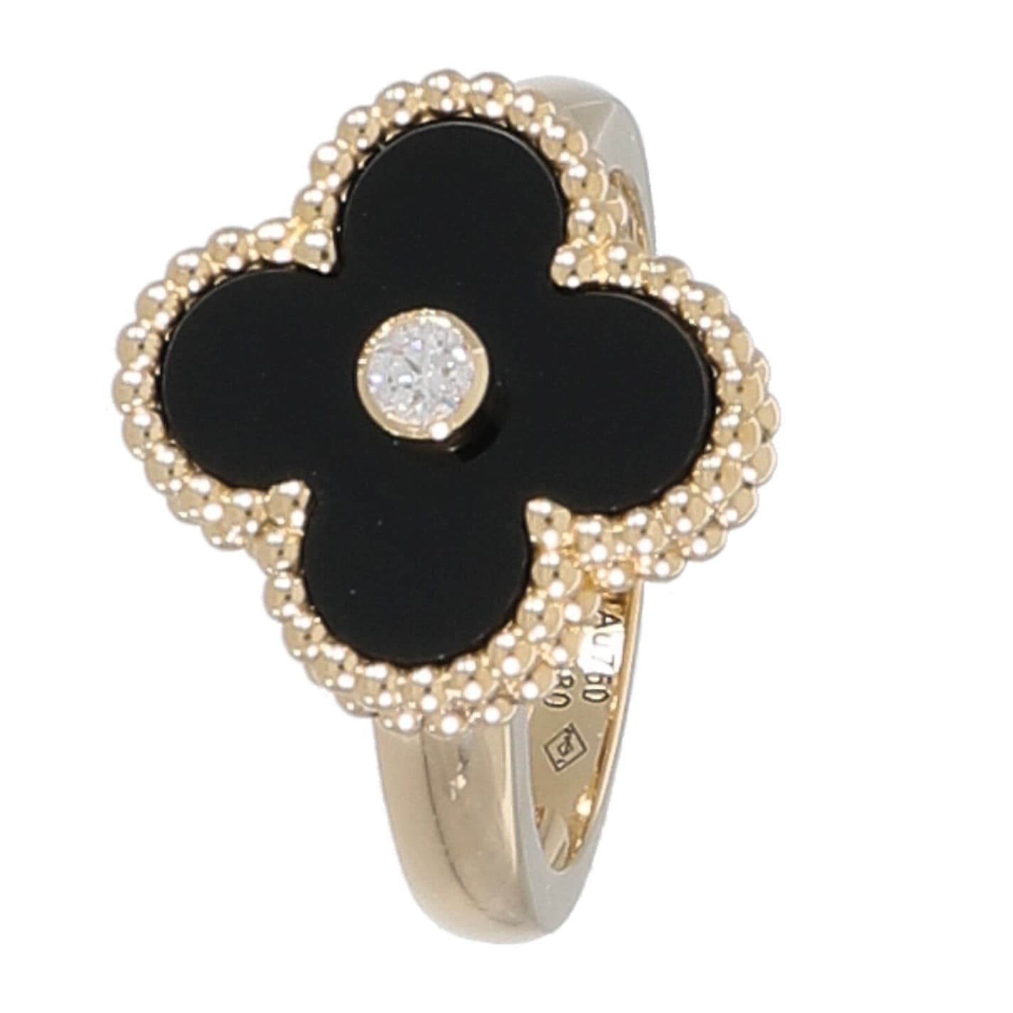 [中古]ヴァンクリーフ&アーペル ヴィンテージ アルハンブラ リング オニキス VCARA410