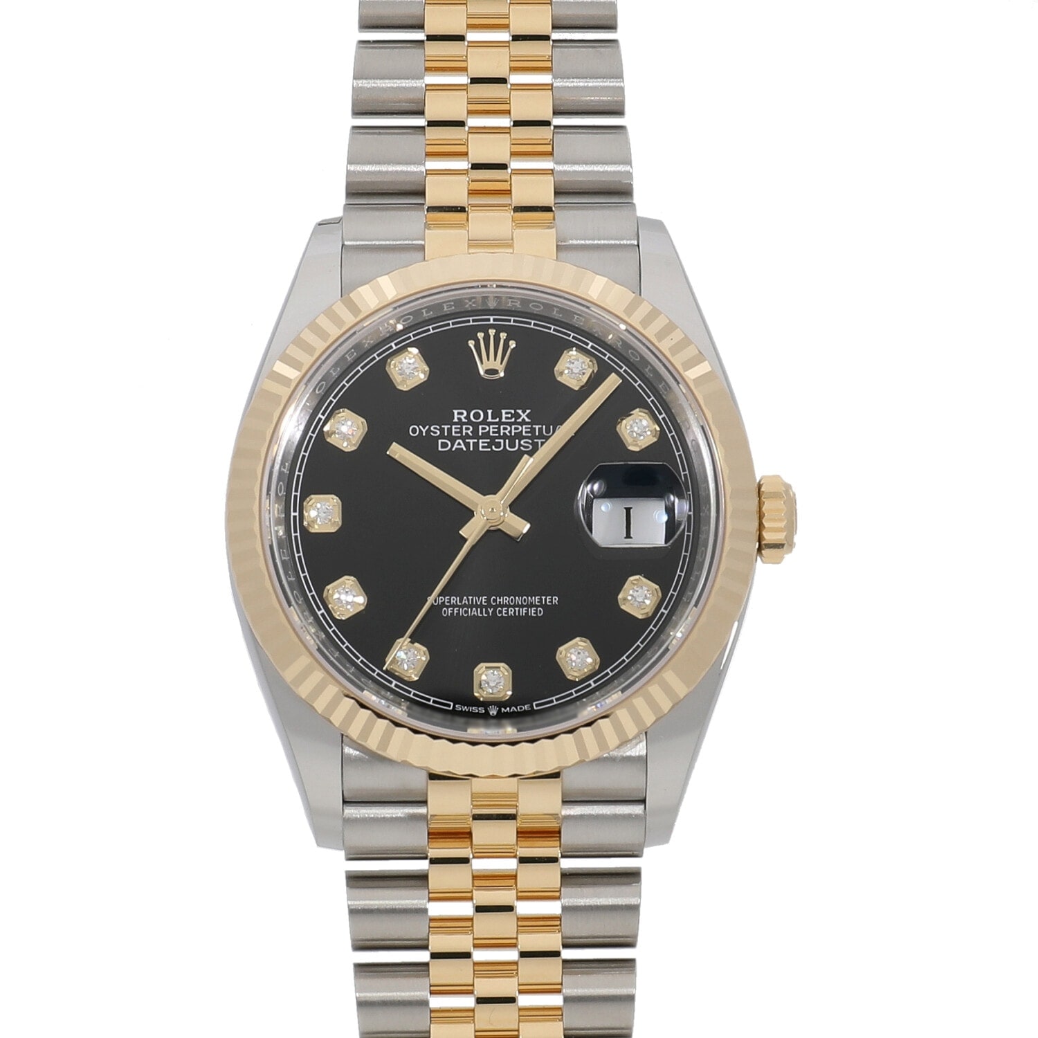 [新品]ロレックス デイトジャスト 36 126233G ブライトブラック×10Pダイヤ メンズ