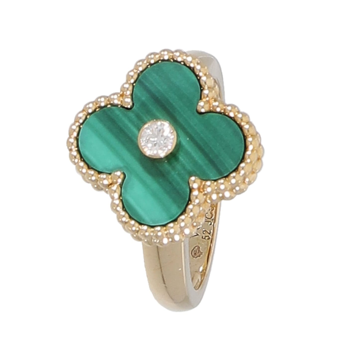 [中古]ヴァンクリーフ&アーペル ヴィンテージ アルハンブラ リング マラカイト×ダイヤモンド VCAR03QM