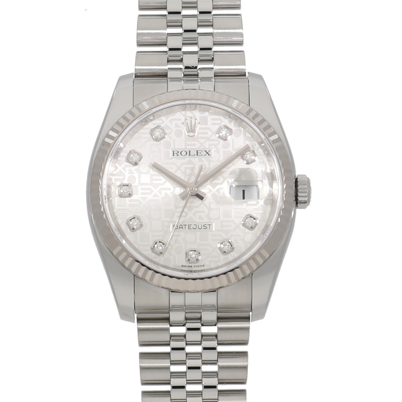 [中古]ロレックス デイトジャスト 116234G ランダム シルバー コンピューター×10Pダイヤ メンズ