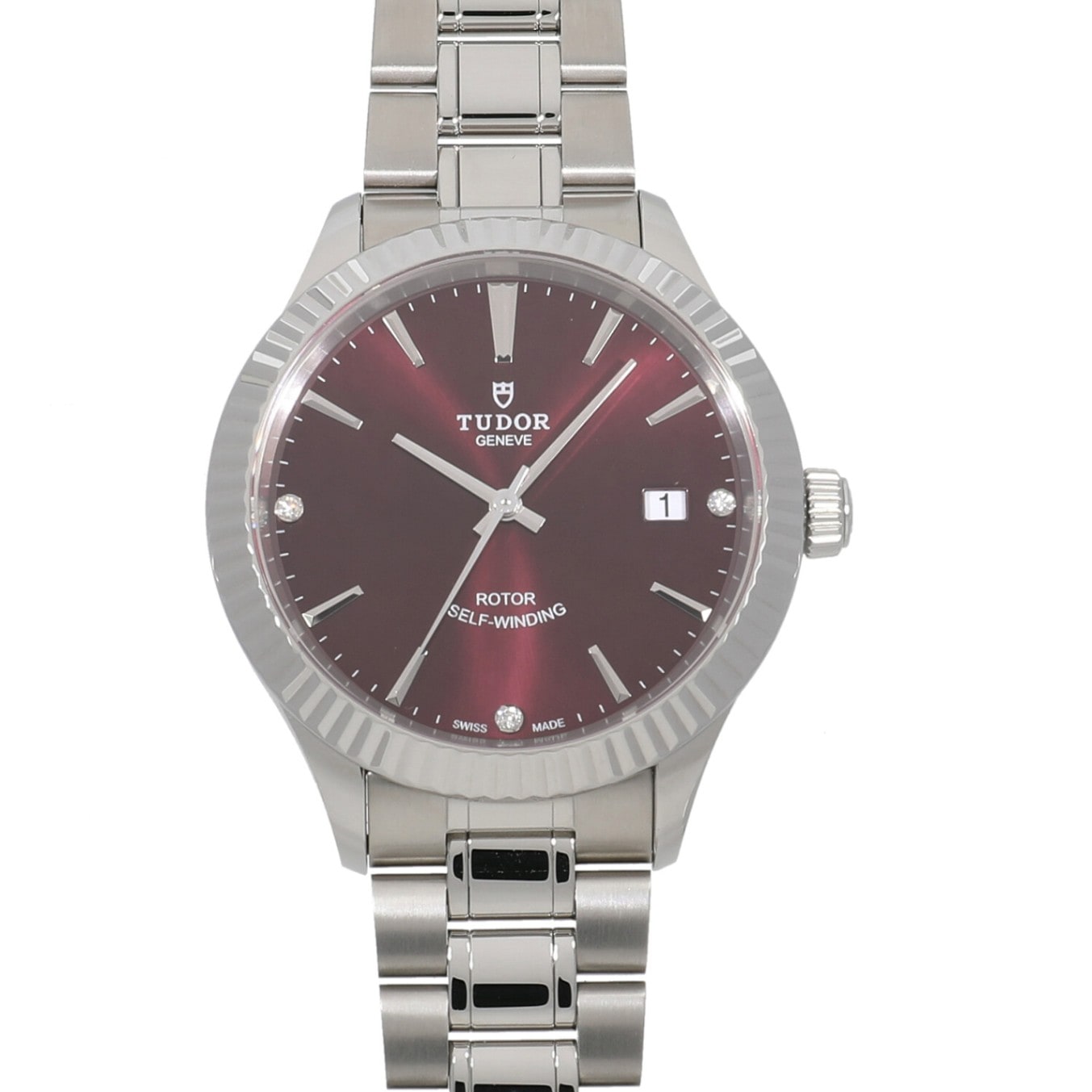[中古]チューダー スタイル M12510-0019 ボルドー×3Pダイヤ メンズ