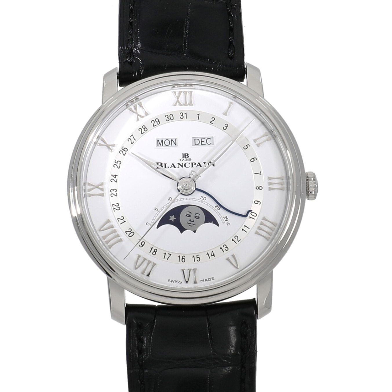 [中古]ブランパン ヴィルレ コンプリートカレンダー ムーンフェイズ 6654A-1127-55B ホワイト メンズ