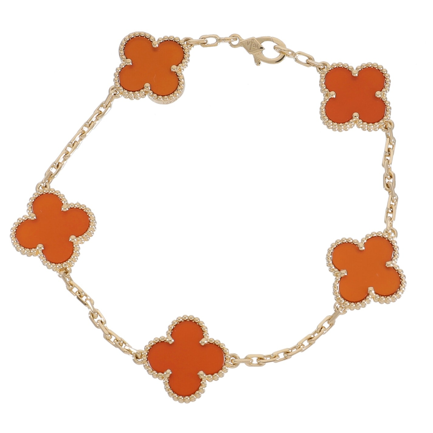 [中古]ヴァンクリーフ&アーペル ヴィンテージ アルハンブラ ブレスレット 5モチーフ カーネリアン VCARD35500