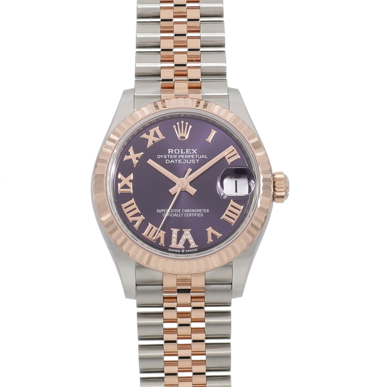 [未使用]ロレックス デイトジャスト 31 278271 ランダム オーベルジーヌ×VIダイヤ ユニセックス