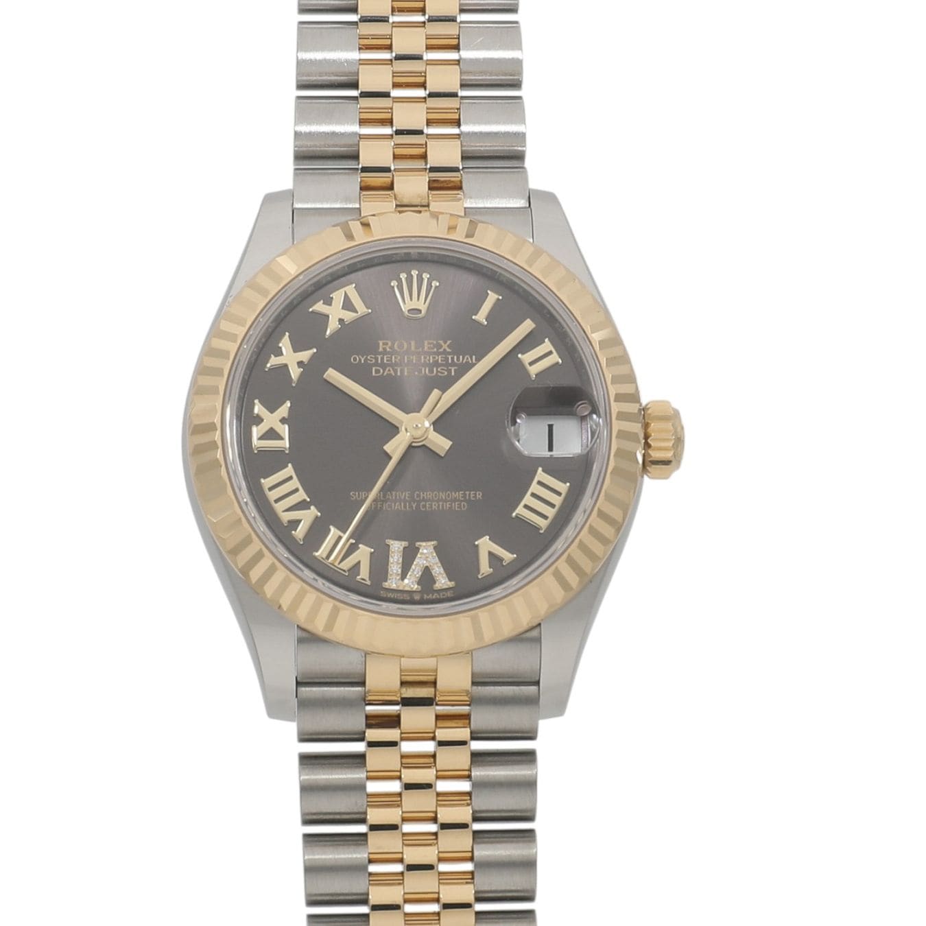 [未使用]ロレックス デイトジャスト31 278273 ランダム ダークグレー×VIダイヤ ユニセックス