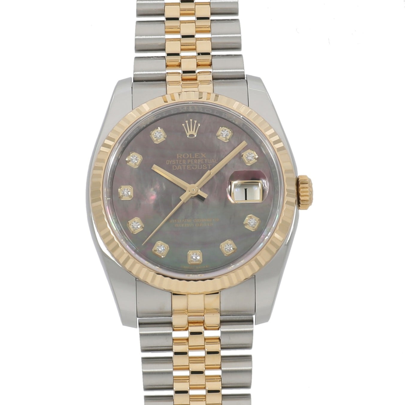 [中古]ロレックス デイトジャスト 116233NG ランダム ブラックシェル×10Pダイヤ メンズ