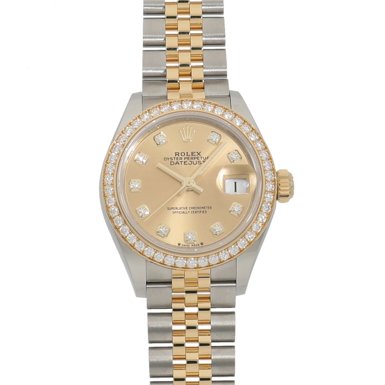 [未使用]ロレックス レディ デイトジャスト 28 279383RBR ランダム シャンパン×10Pダイヤ レディース