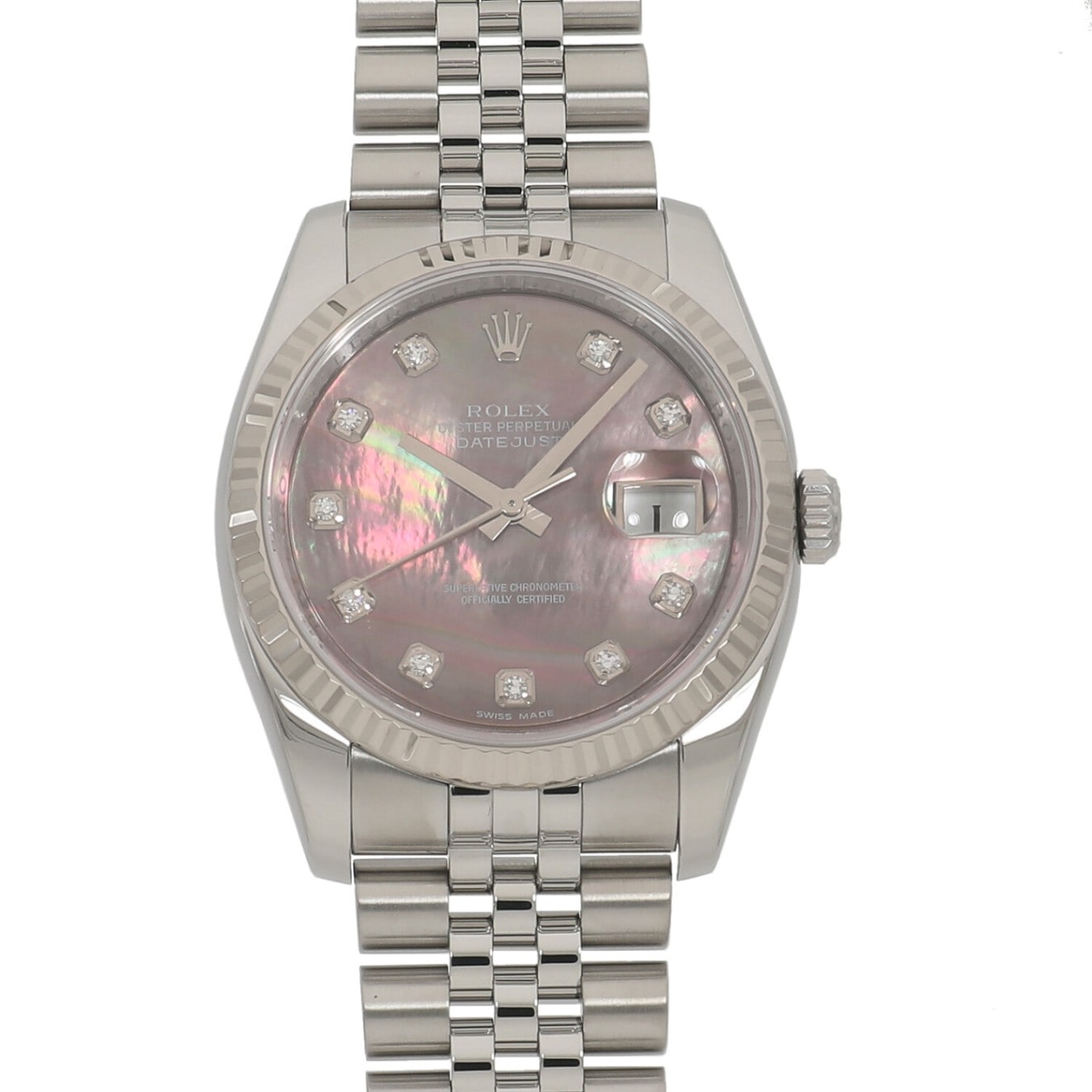 [中古]ロレックス デイトジャスト 116234NG V番 ブラックシェル×10Pダイヤ メンズ