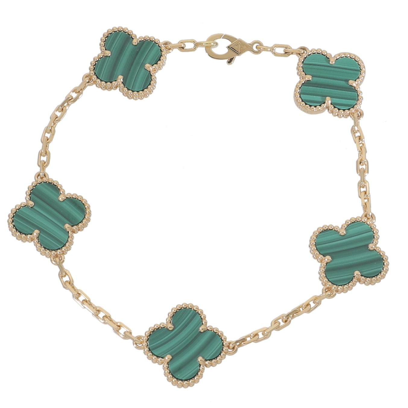 [未使用]ヴァンクリーフ&アーペル ヴィンテージ アルハンブラ ブレスレット 5モチーフ マラカイト イエローゴールド VCARL80900