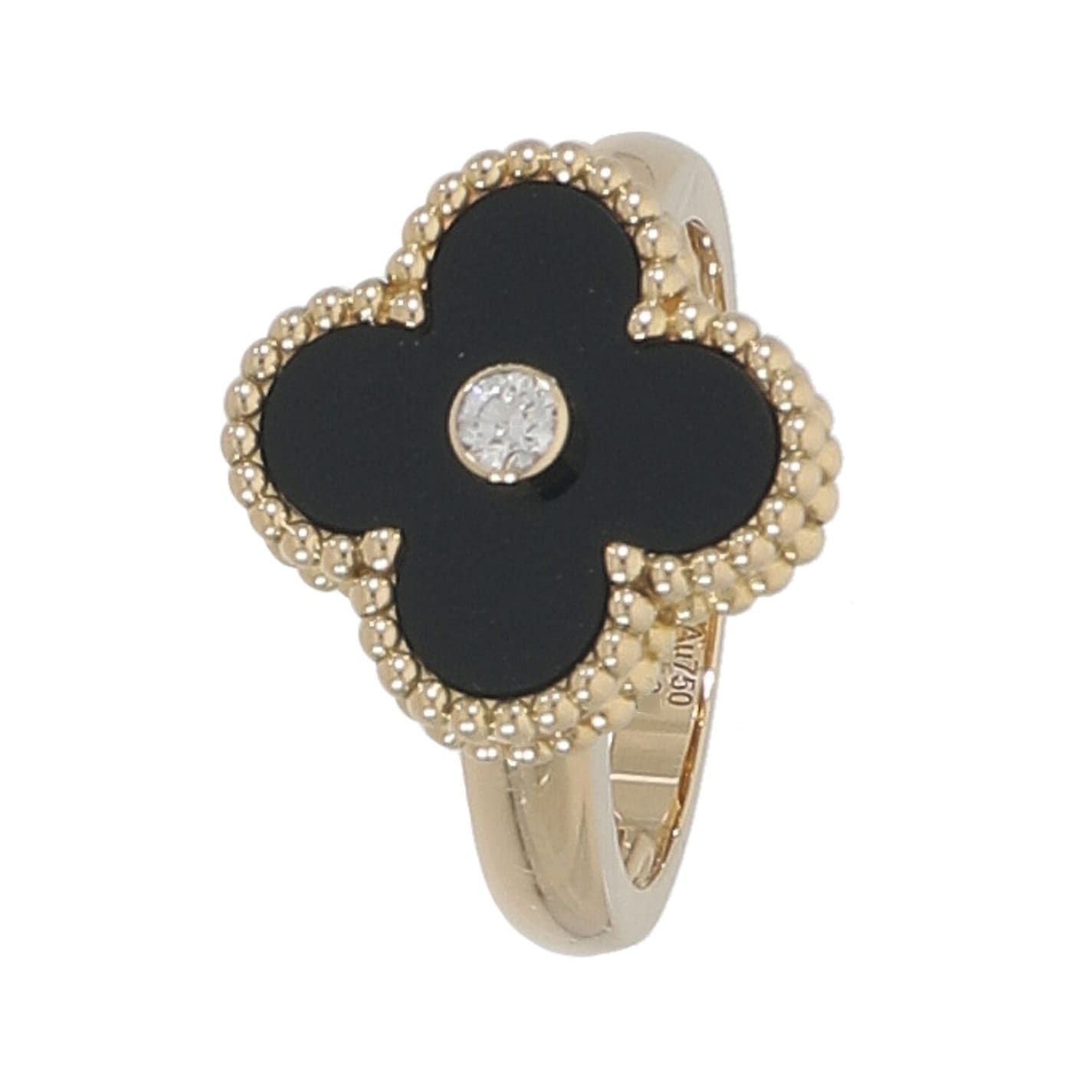 [中古]ヴァンクリーフ&アーペル ヴィンテージ アルハンブラ リング オニキス×ダイヤモンド VCARA41000