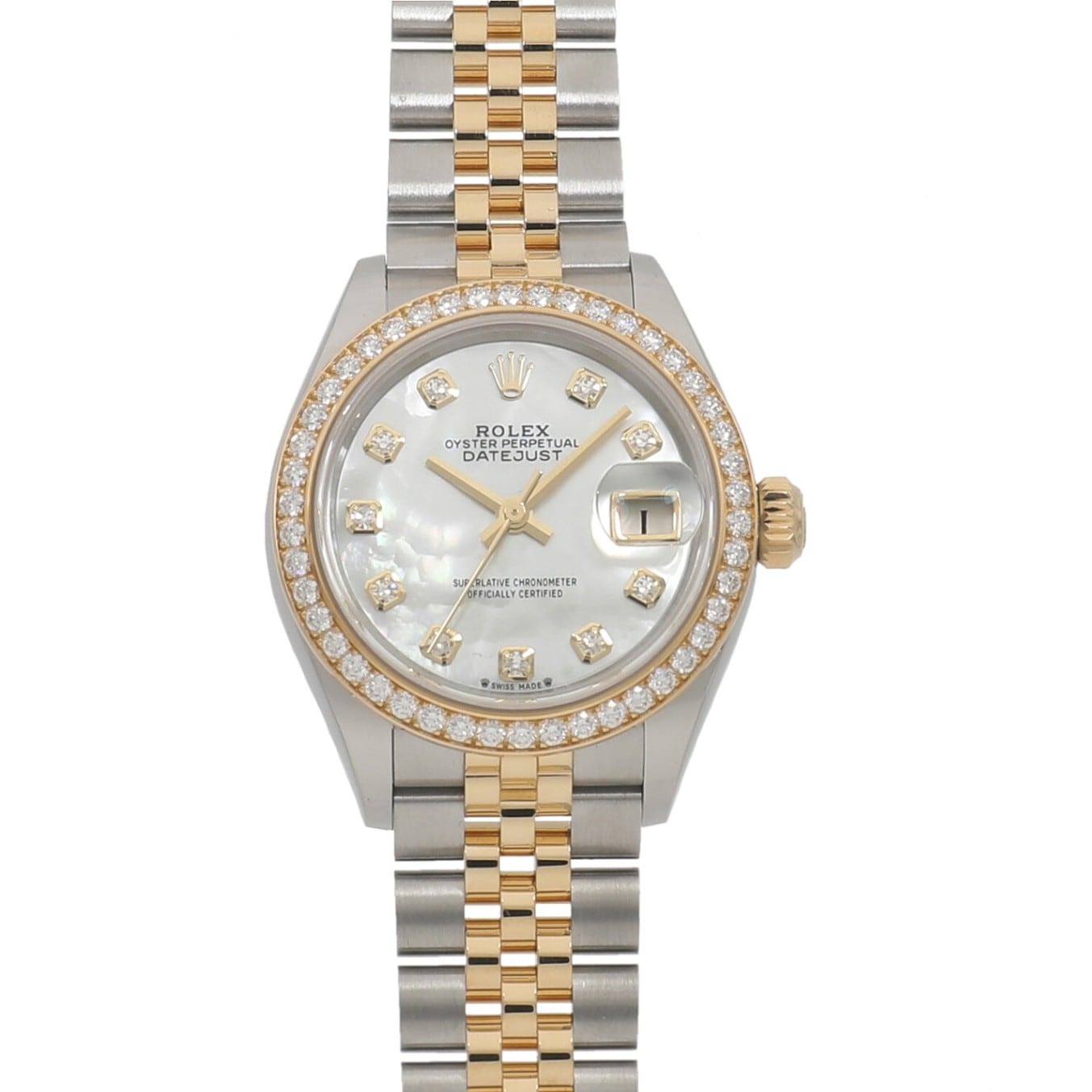 [未使用]ロレックス レディ デイトジャスト 28 279383RBR ランダム ホワイトシェル×10Pダイヤ レディース