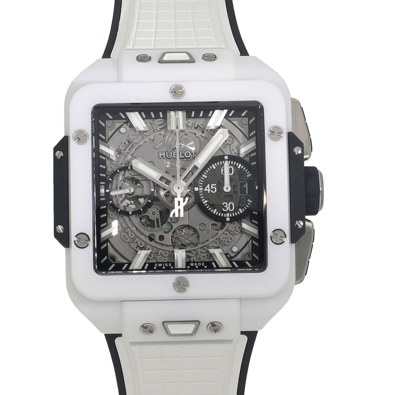 [未使用]ウブロ スクエア バン ウニコ ホワイトセラミック 821.HX.0170.RX スケルトン メンズ