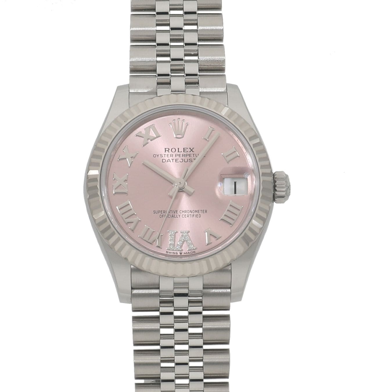 [新品]ロレックス デイトジャスト 31 278274 ピンク×VIダイヤ ユニセックス