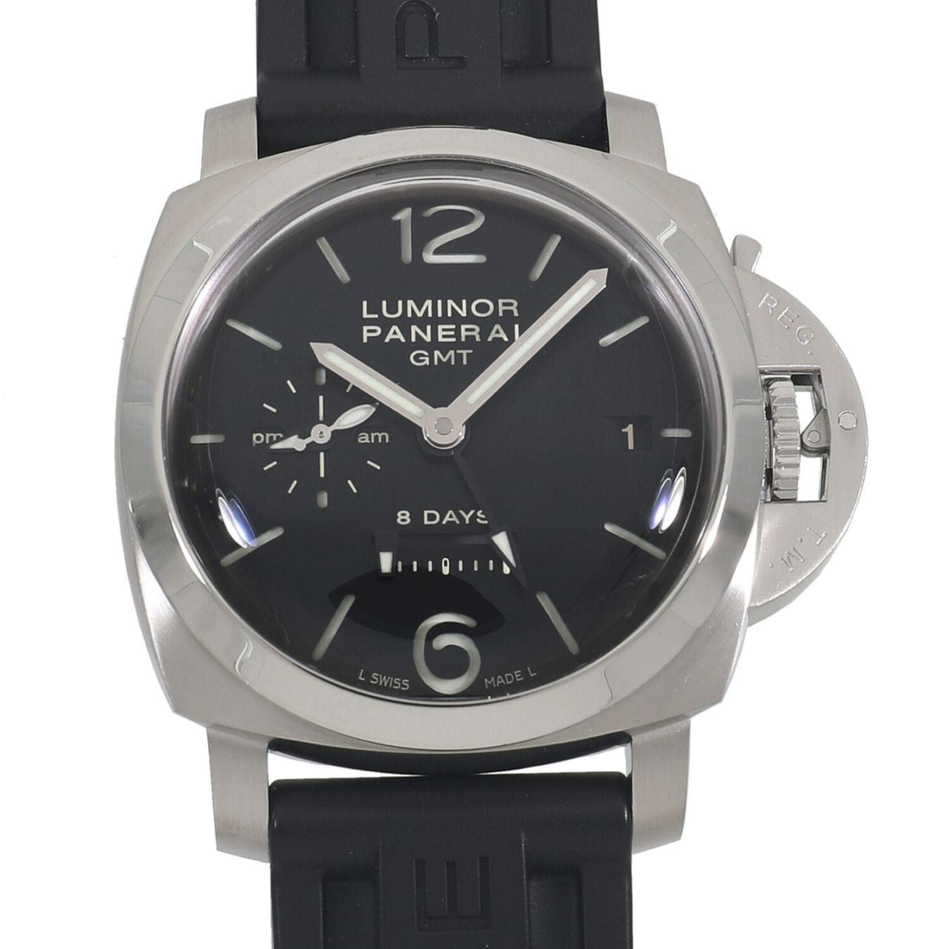 [中古]パネライ ルミノール1950 8デイズ パワーリザーブ GMT PAM00233 S番 ブラック メンズ
