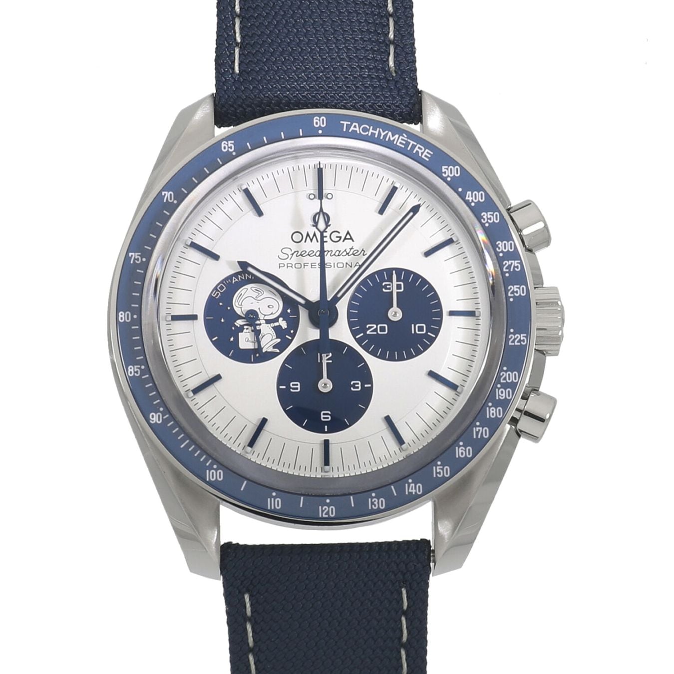 [未使用]オメガ スピードマスター コーアクシャル マスター クロノメーター クロノグラフ 42MM シルバー スヌーピー アワード 310.32.42.50.02.001 シルバー×ブルー メンズ