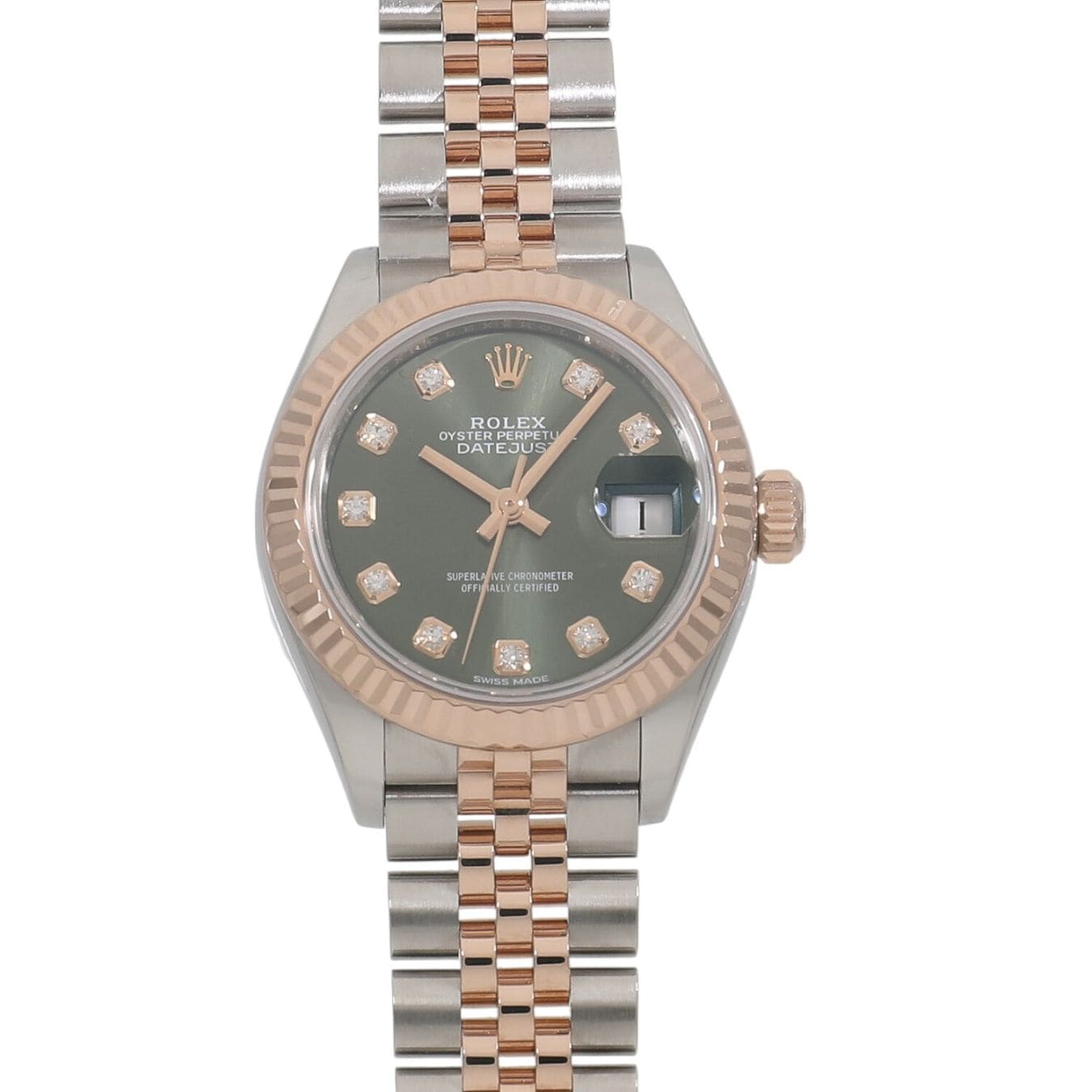 [中古]ロレックス レディ デイトジャスト 28 279171G ランダム オリーブグリーン×10Pダイヤ レディース