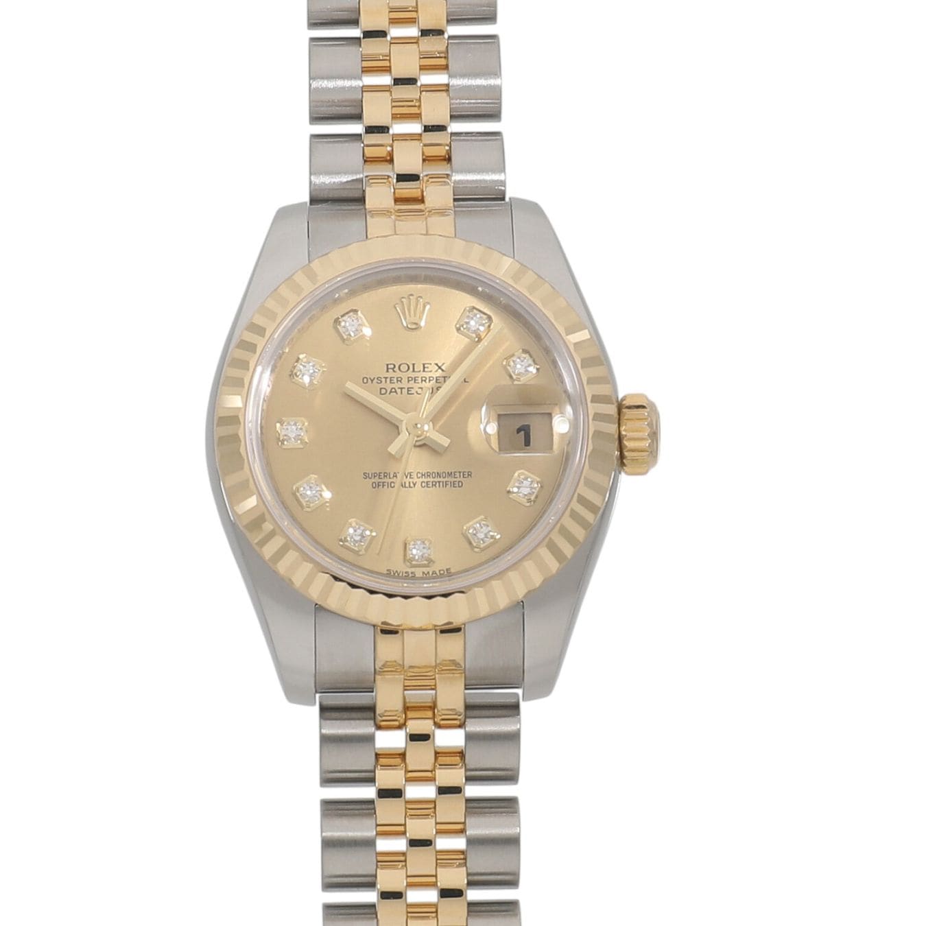 [中古]ロレックス デイトジャスト 179173G Z番 シャンパン×10Pダイヤ レディース