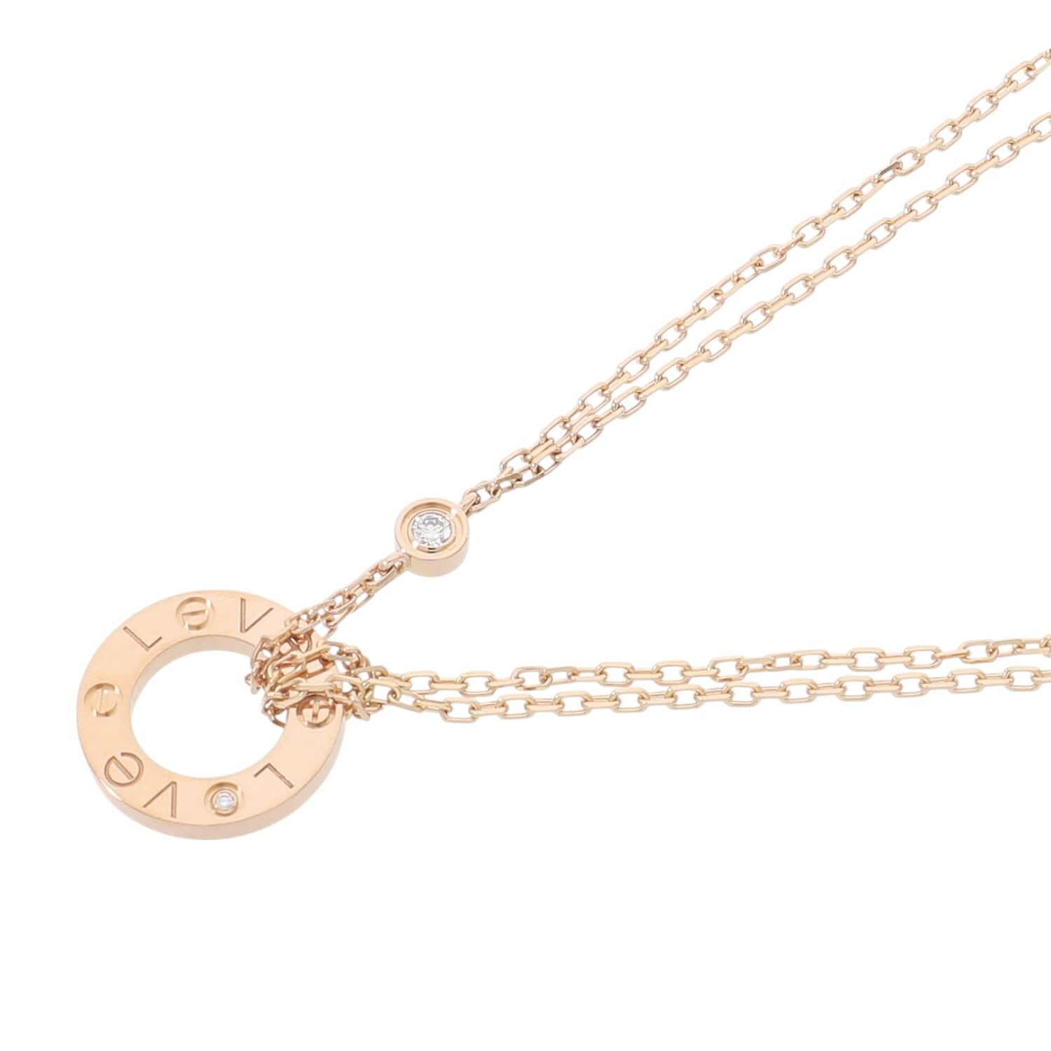 [中古]カルティエ ラブサークル 2P ダイヤモンド ネックレス B7224509