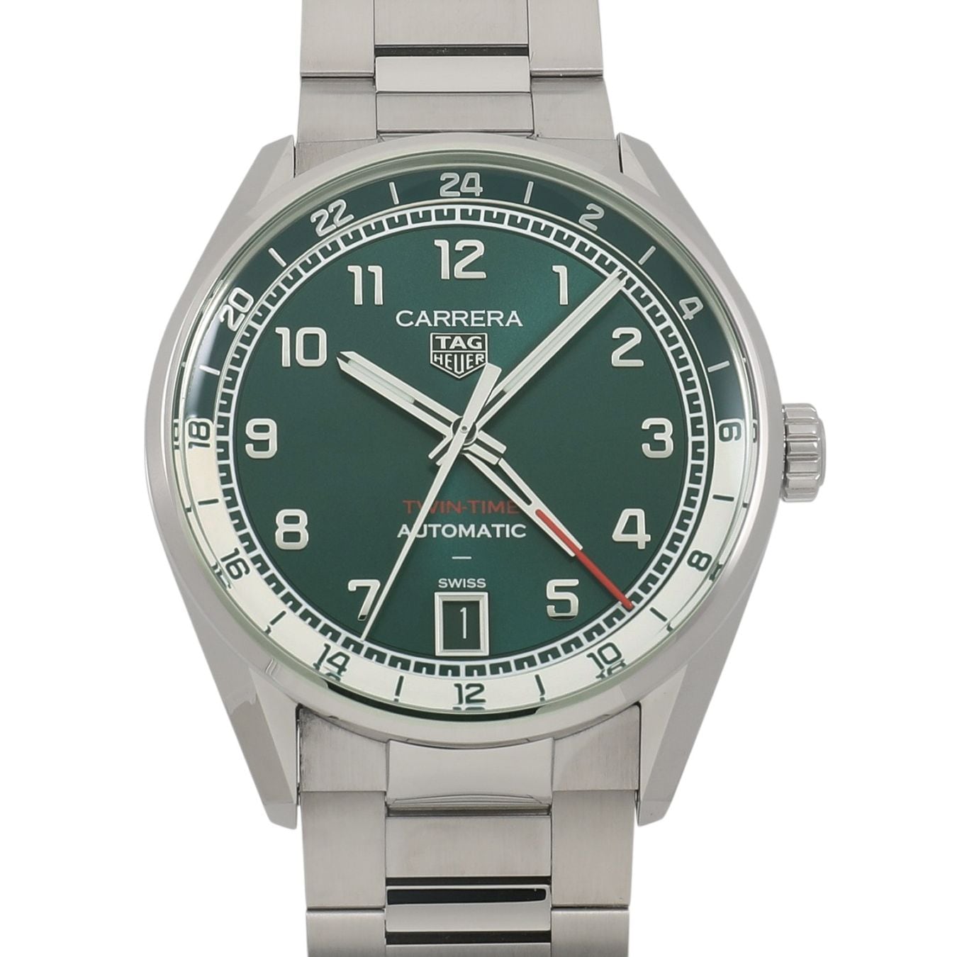 [新品]タグホイヤー カレラ デイト ツインタイム WDA2114.BA0043 グリーン メンズ