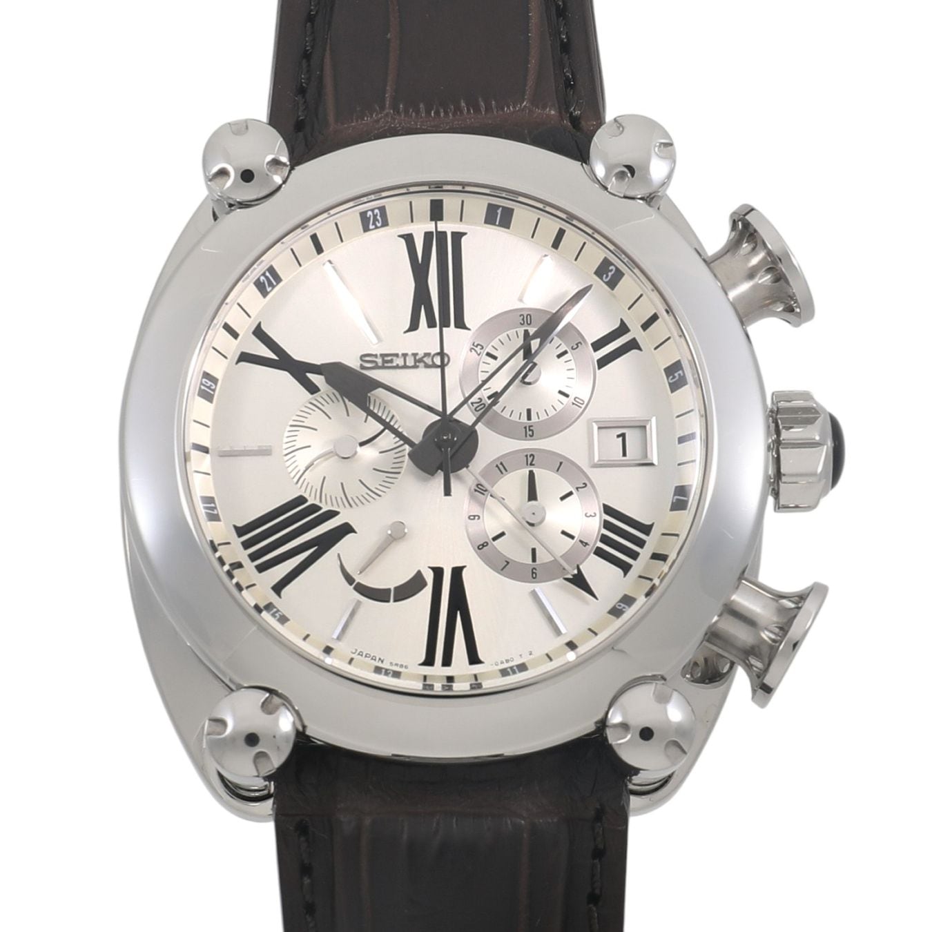 [中古]セイコー ガランテ スプリングドライブ GMT クロノグラフ SBLA025 / 5R86-0AB0 シルバー メンズ