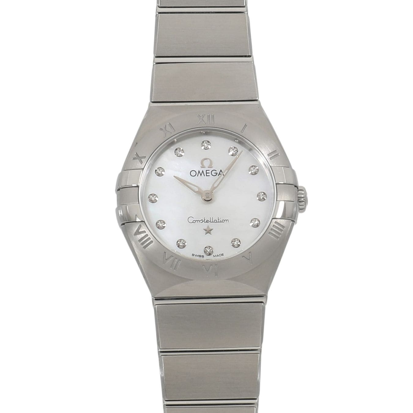 [未使用]オメガ コンステレーション マンハッタン クオーツ 131.10.25.60.55.001 ホワイトシェル×12Pダイヤ レディース