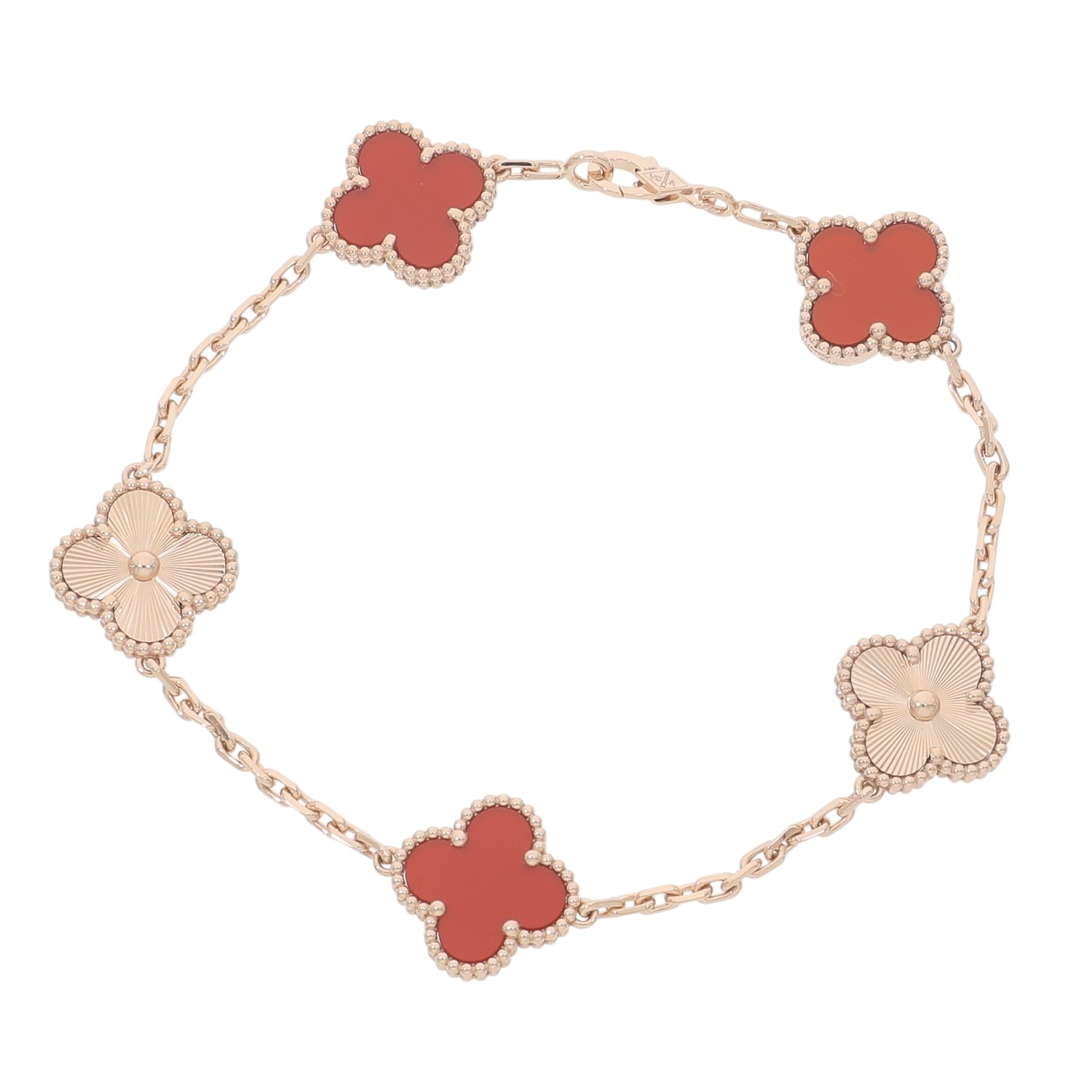 [中古]ヴァンクリーフ&アーペル ヴィンテージ アルハンブラ 5モチーフ ブレスレット VCARP7RP00 カーネリアン