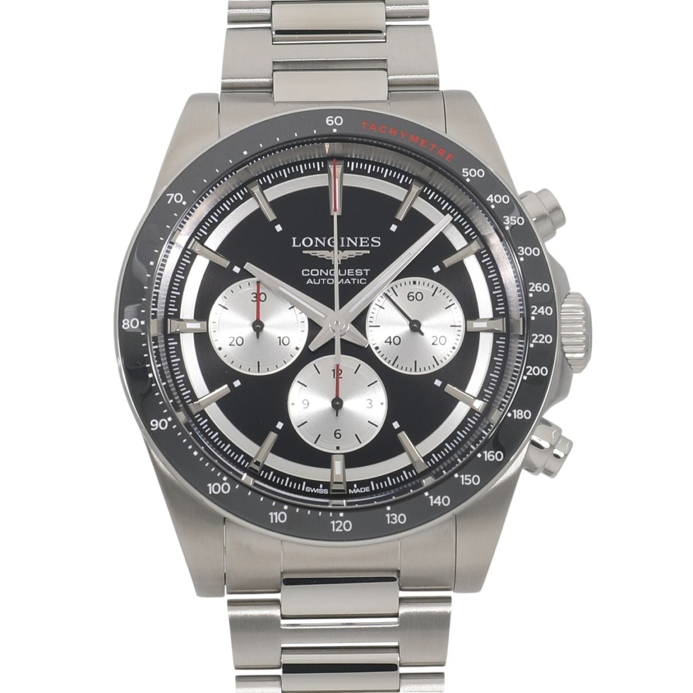 [新品]ロンジン コンクエスト クロノグラフ L3.835.4.52.6 ブラック×シルバー メンズ