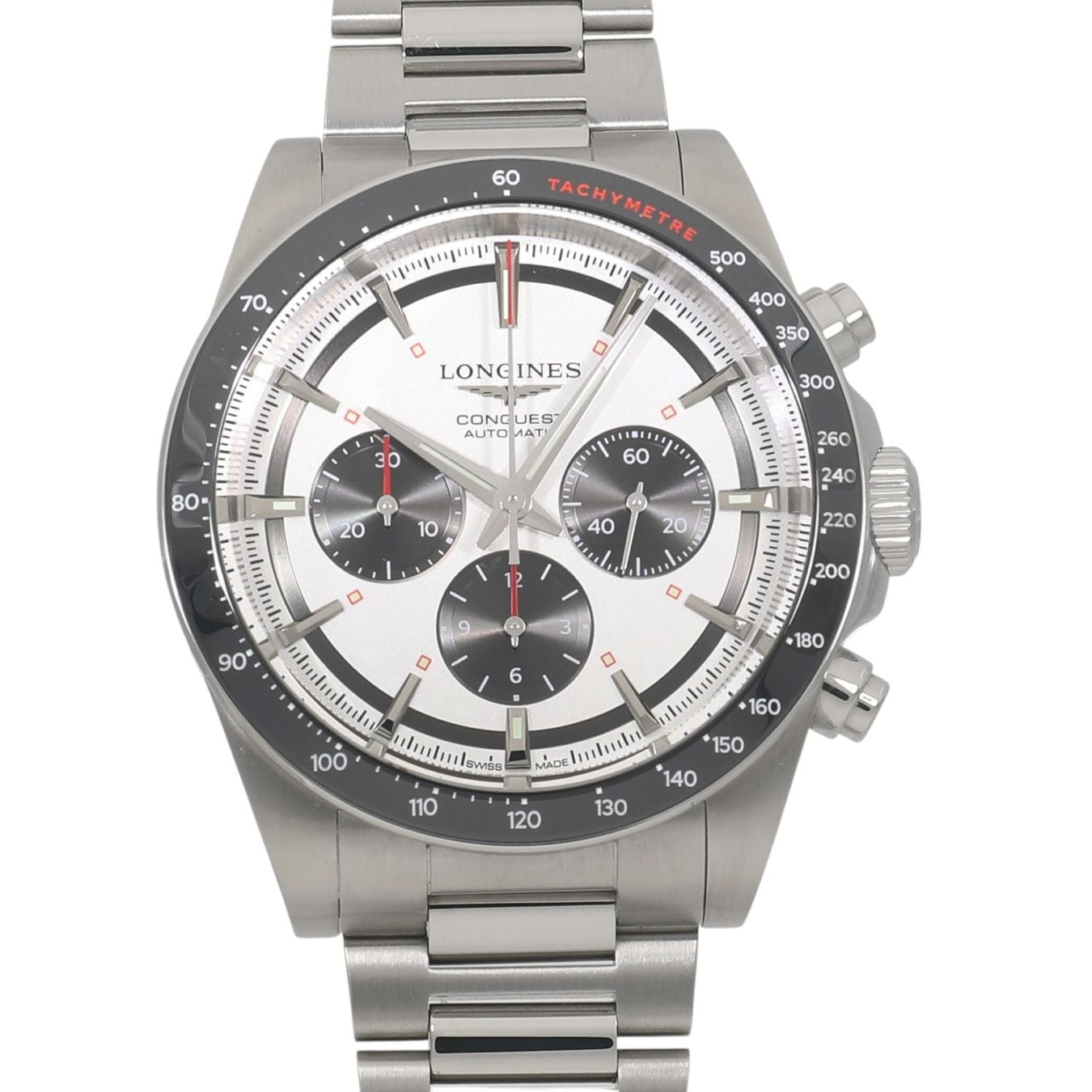 [中古]ロンジン コンクエスト クロノグラフ L3.835.4.72.6 シルバー×ブラック メンズ