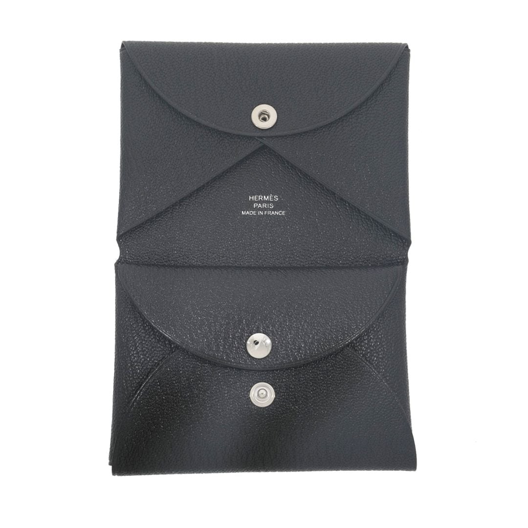 [新品] エルメス カルヴィ デュオ シェーブル ブラック シルバー金具