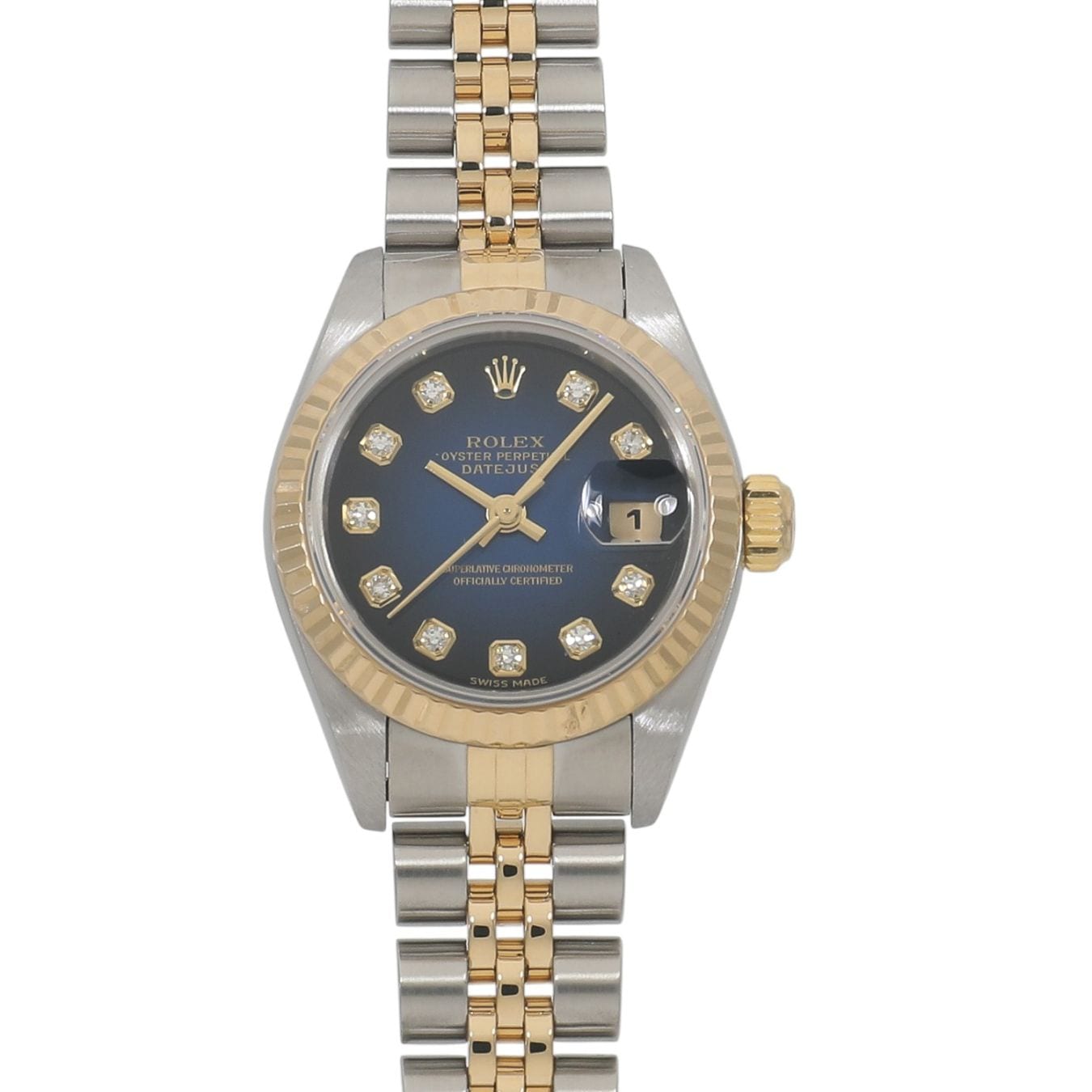 [中古]ロレックス デイトジャスト 79173G F番 ブルーグラデーション×10Pダイヤ メンズ