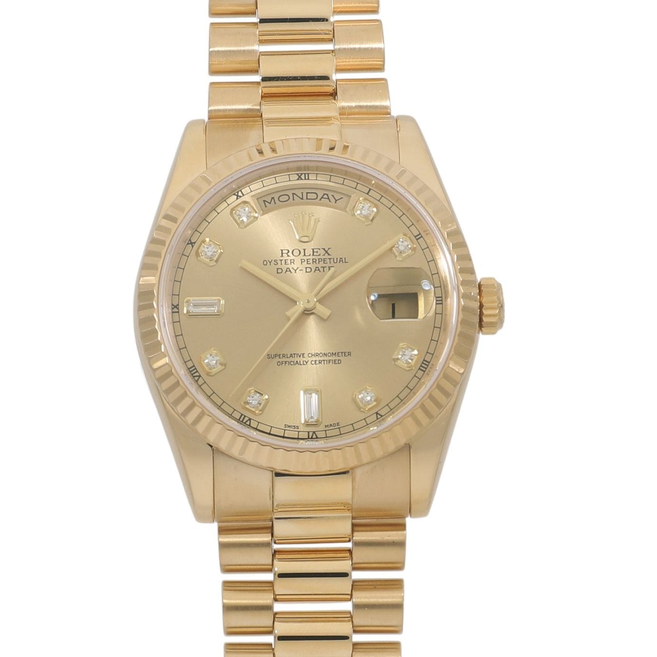 [中古]ロレックス デイデイト 118238A F番 シャンパン×8Pダイヤ/2Pバゲットダイヤ メンズ