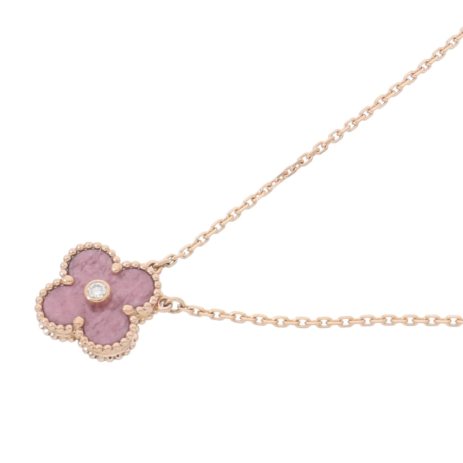 [中古]ヴァンクリーフ&アーペル ヴィンテージ アルハンブラ ペンダント ネックレス 2021年ホリデー限定 ピンクゴールド VCARP7TD00