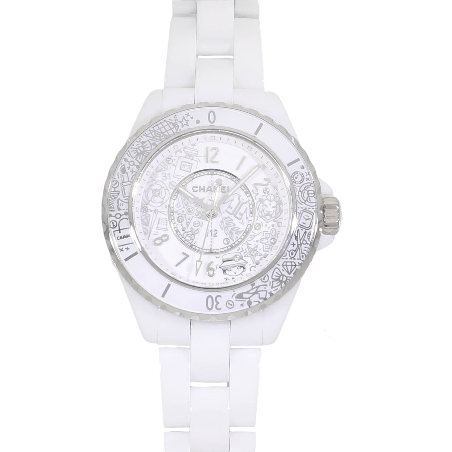 付属品完備 美品CHANEL シャネル J12 H0970 ホワイトセラミック CHANEL シャネル J12 38mm ホワイトセラミック/SS H0970 腕時計