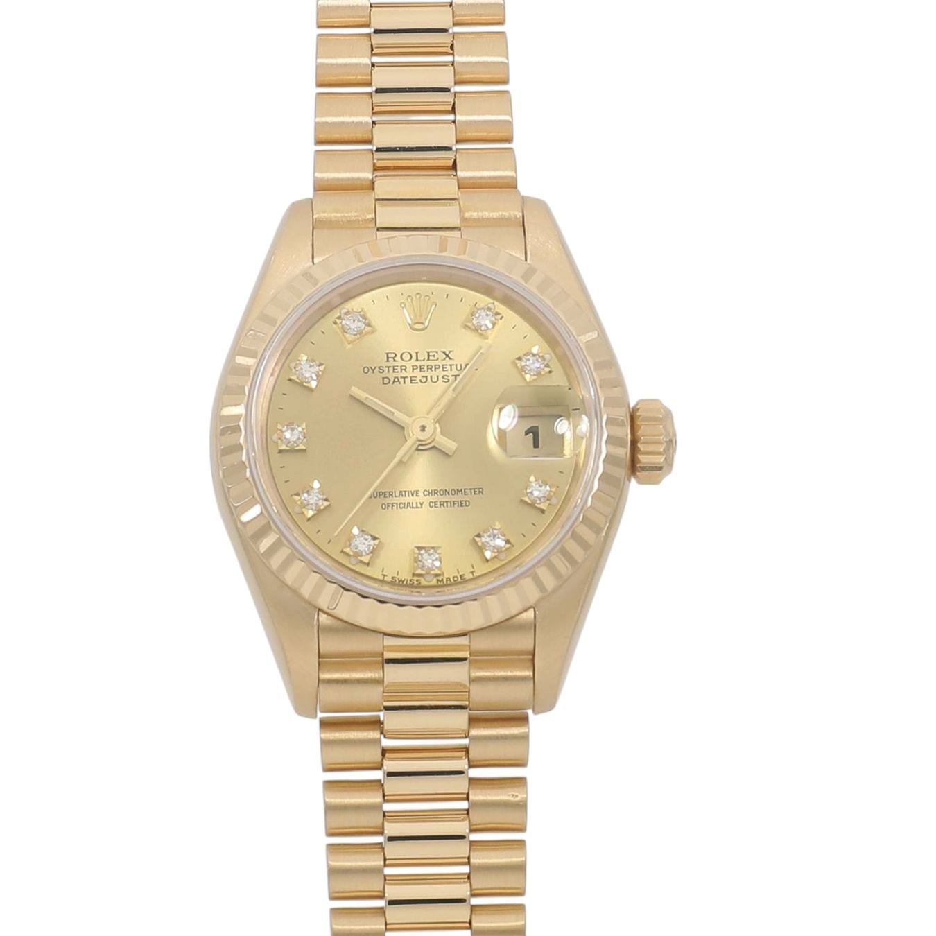 [中古]ロレックス デイトジャスト 69178G E番 シャンパン×10Pダイヤ レディース