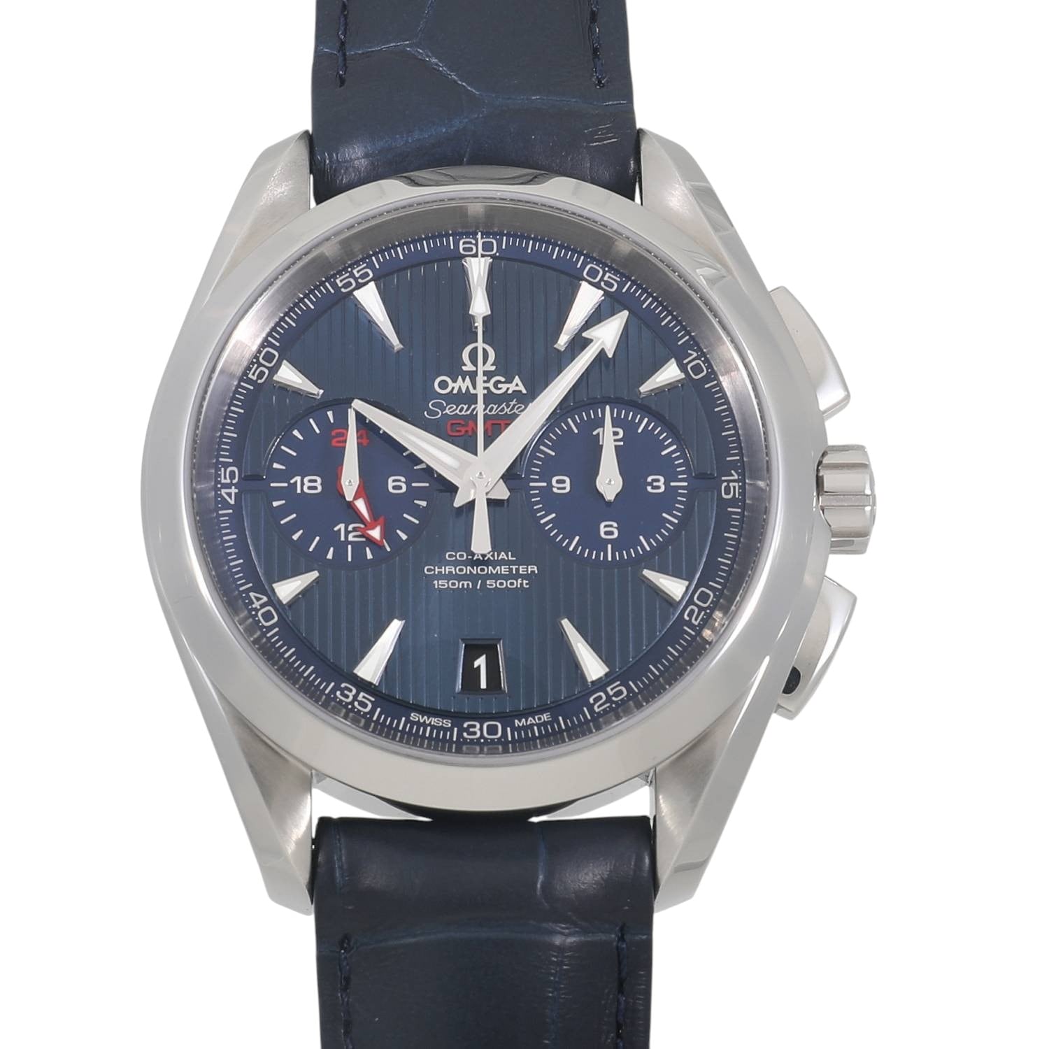 [未使用]オメガ シーマスター アクアテラ 150m コーアクシャル クロノメーター GMT クロノグラフ 231.13.43.52.03.001 ブルー メンズ