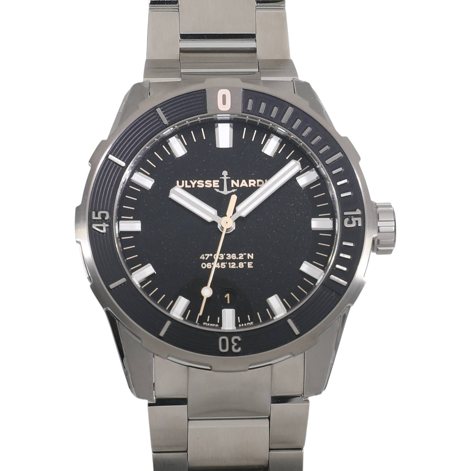 [未使用]ユリスナルダン ダイバー 42ミリ 8163-175-7M/92 ブラック メンズ
