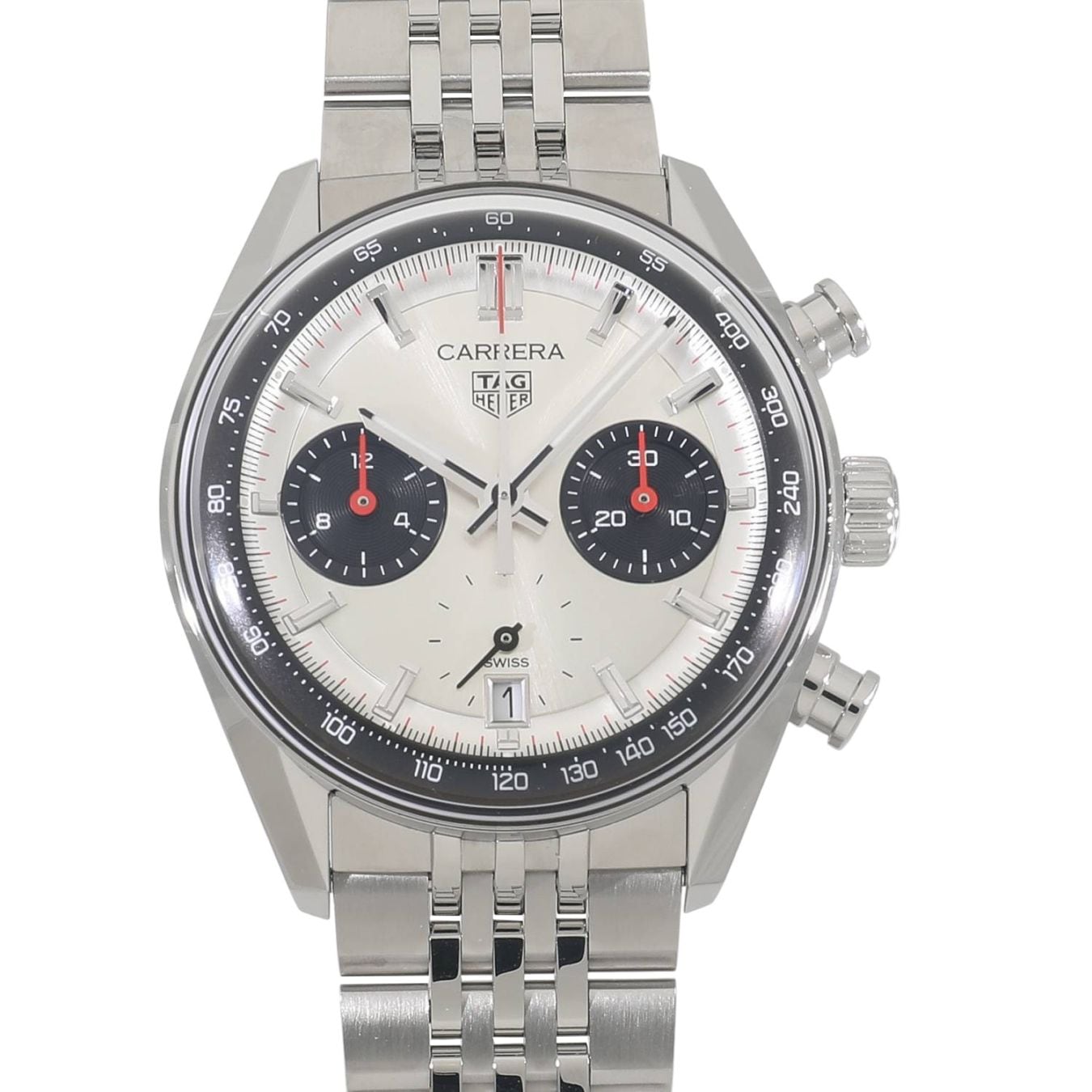 [新品]タグホイヤー カレラ クロノグラフ CBS2216.BA0048 シルバー×ブラック メンズ