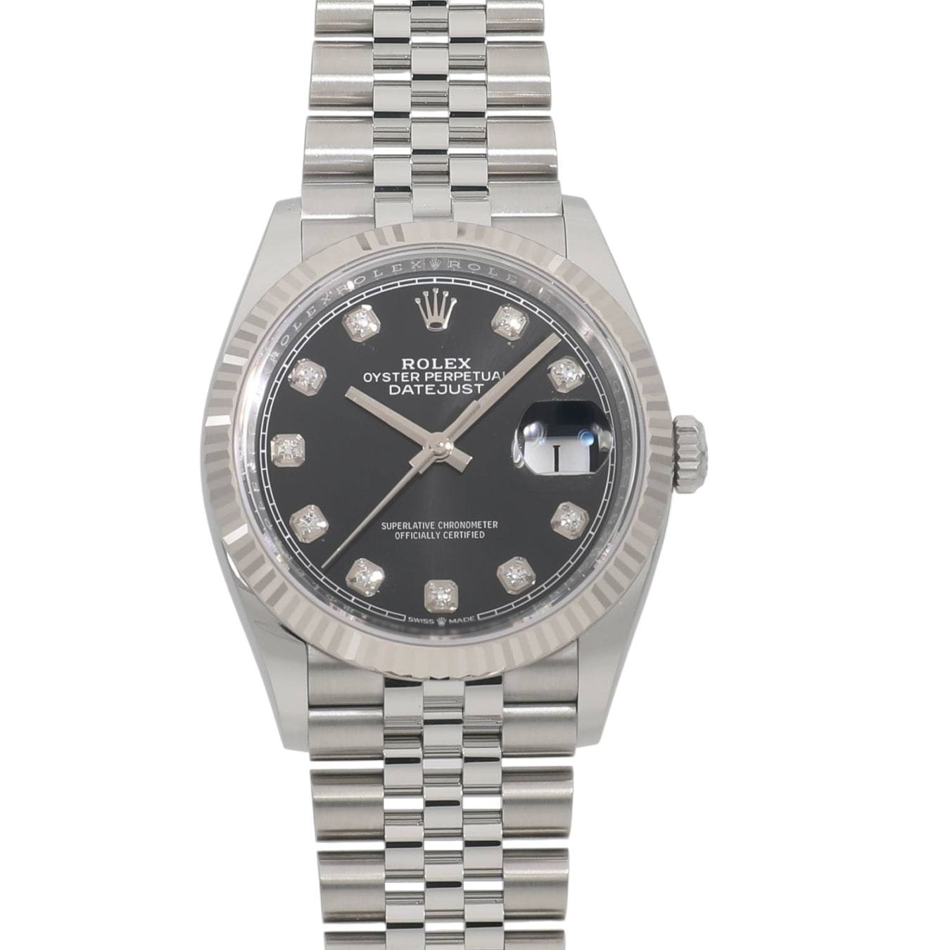 [新品]ロレックス デイトジャスト 36 126234G ブライトブラック×10Pダイヤ メンズ
