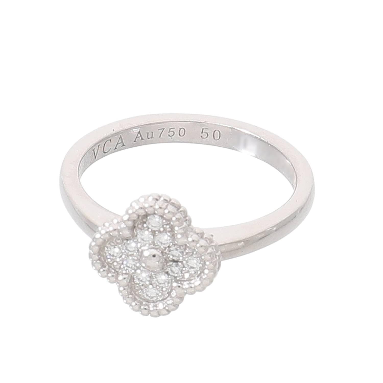 [中古]ヴァンクリーフ&アーペル スウィート アルハンブラ ダイヤモンド リング ホワイトゴールド VCARO85800