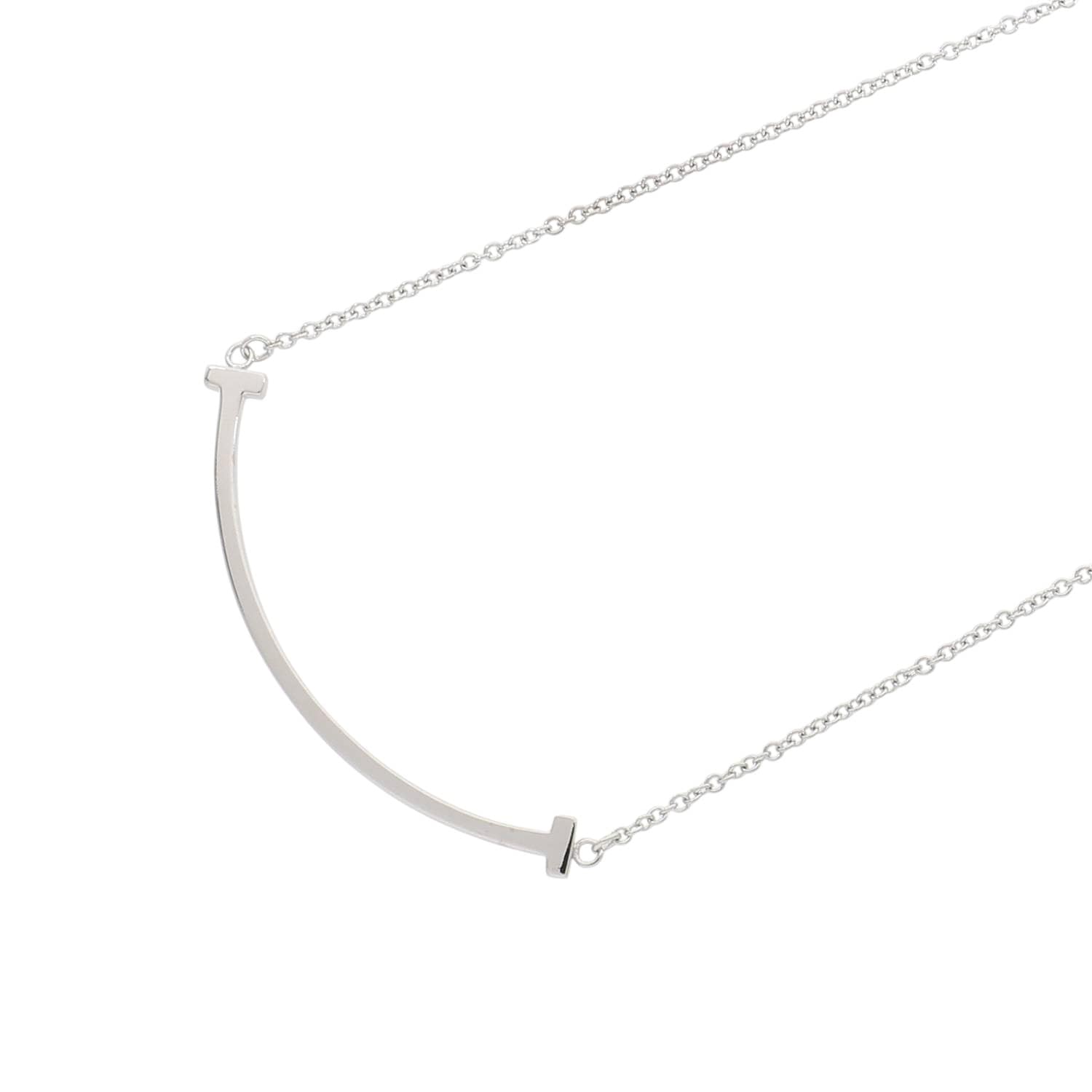 [中古]ティファニー Tスマイル ペンダント スモール ネックレス ホワイトゴールド 60011677