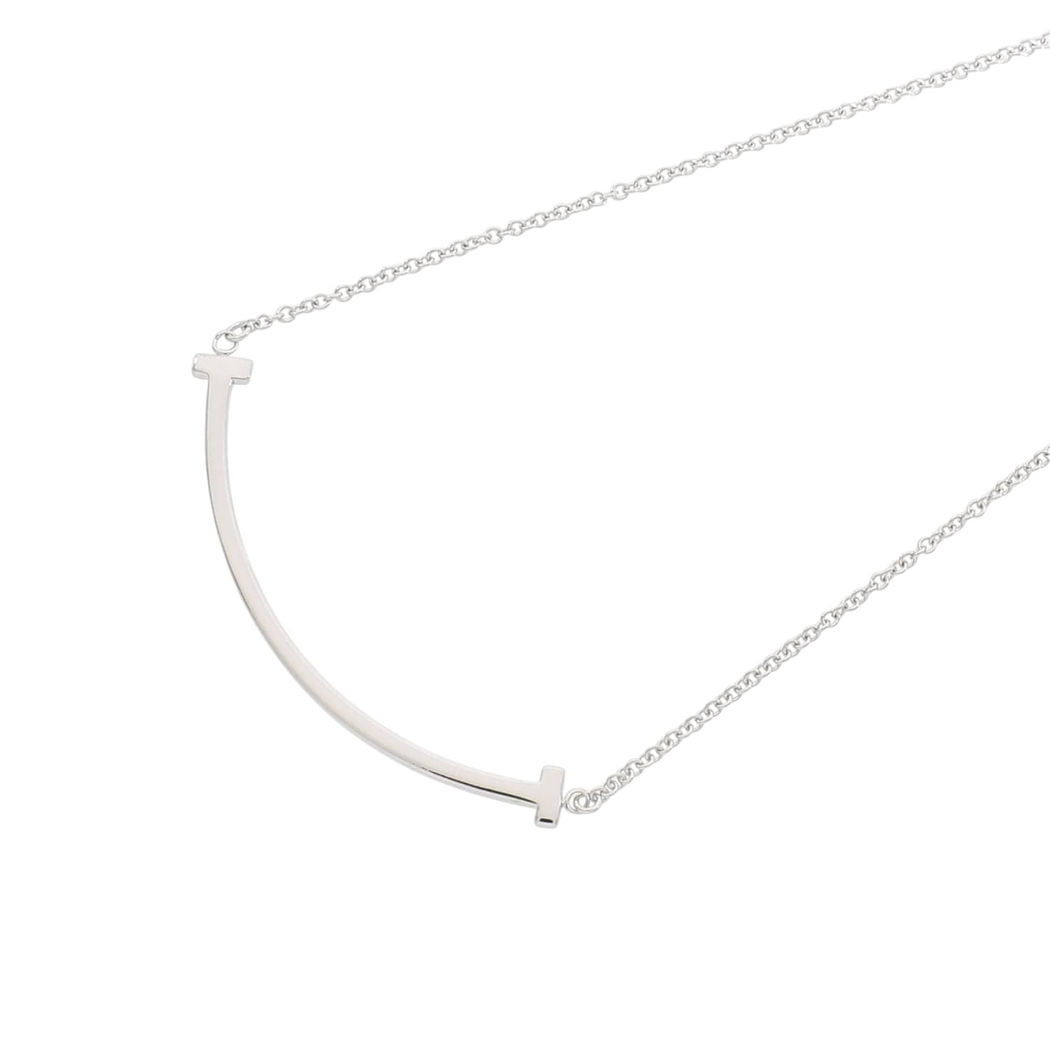 [中古]ティファニー Tスマイル ペンダント スモール ネックレス ホワイトゴールド 60011677