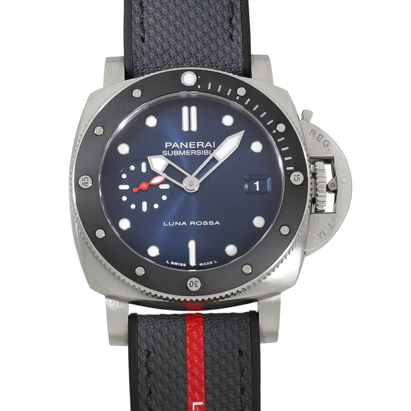 [中古]パネライ サブマーシブル 42mm ルナロッサ オンラインブティック限定300本 PAM01565 AA番 ブルー メンズ