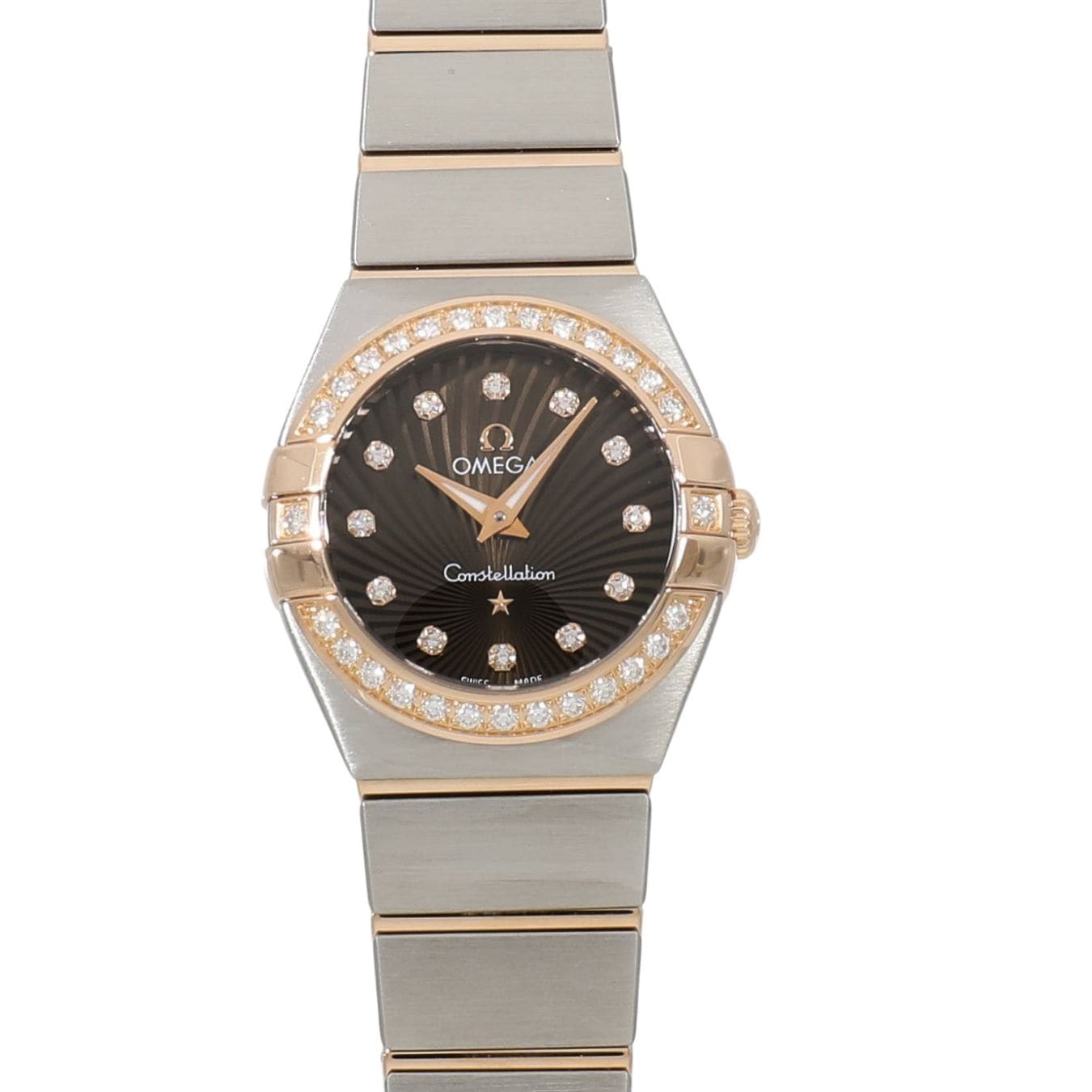 [中古]オメガ コンステレーション クォーツ 24mm 123.25.24.60.63.001 ブラウン×12Pダイヤ レディース