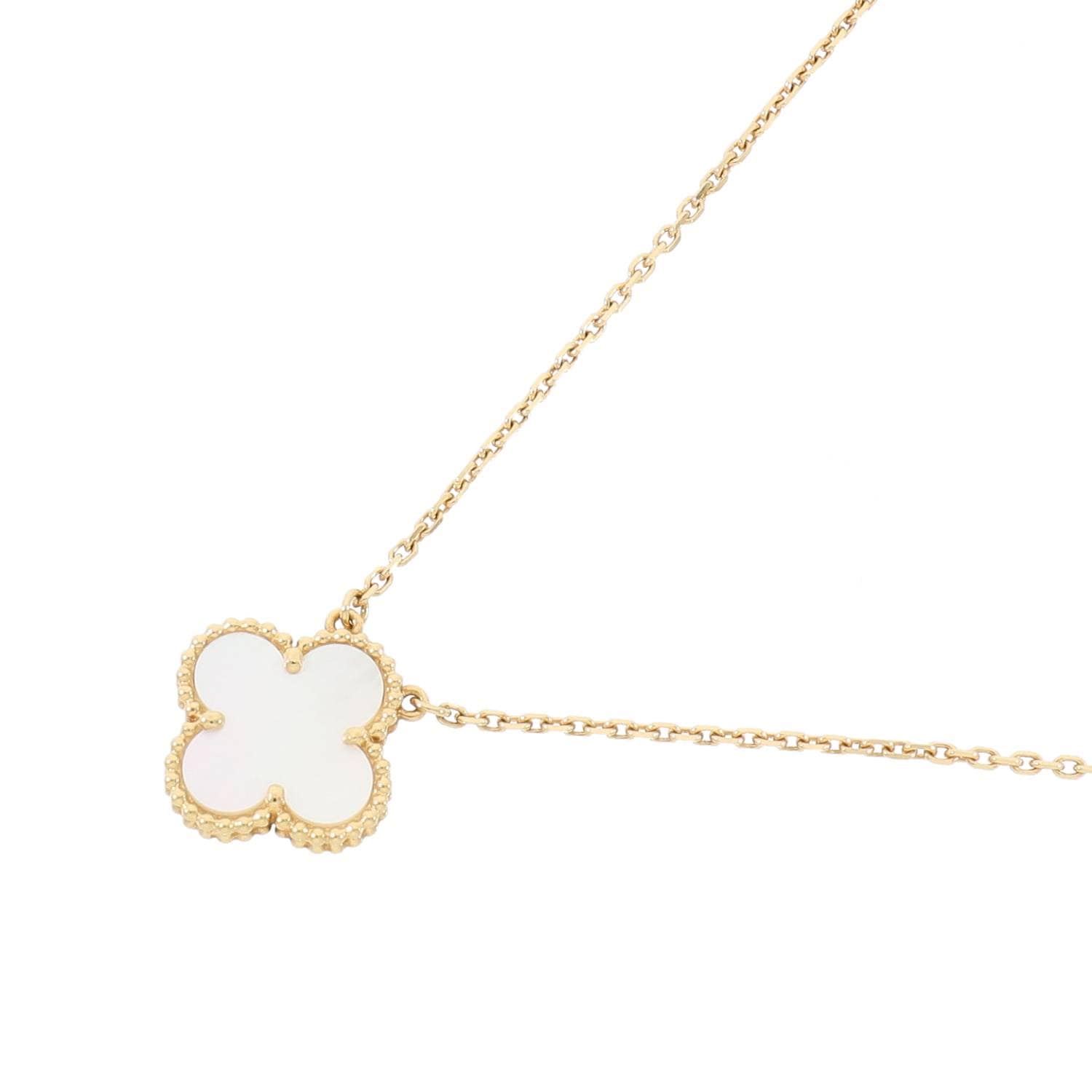 [中古]ヴァンクリーフ&アーペル ヴィンテージアルハンブラ ペンダント ネックレス マザーオブパール イエローゴールド VCARA45900