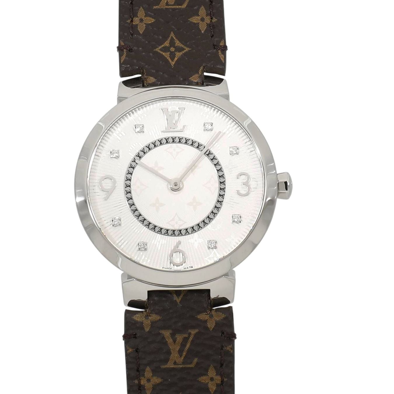 [中古]ルイヴィトン タンブール モノグラム スリム Q13MJ シルバー×8Pダイヤ レディース