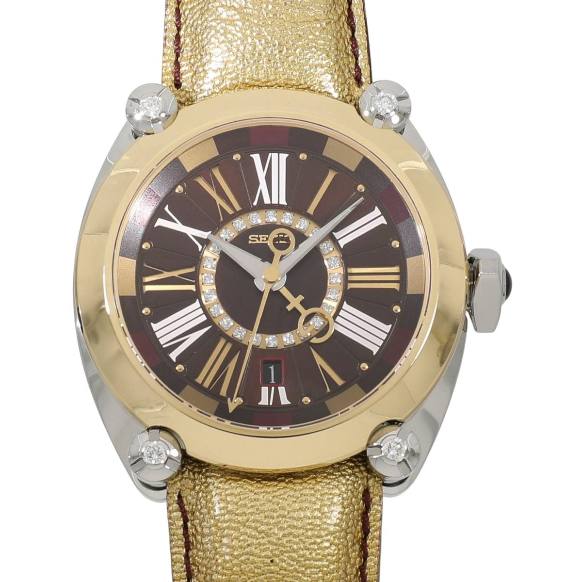 [中古]セイコー ガランテ オートマティック GMT 世界限定100本 SBLM006 / 8L36-00D0 ブラウン×ダイヤモンド メンズ