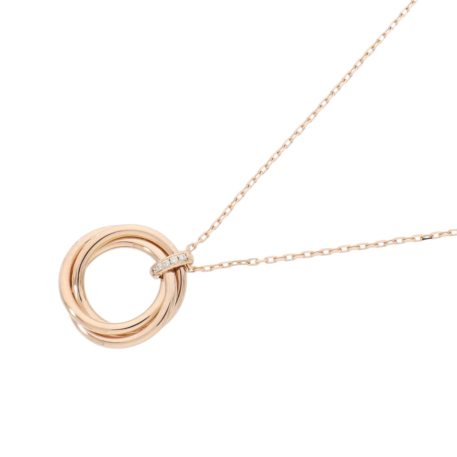 [中古]カルティエ トリニティ ダイヤモンド ネックレス 2009年 クリスマス限定 ピンクゴールド B3044700