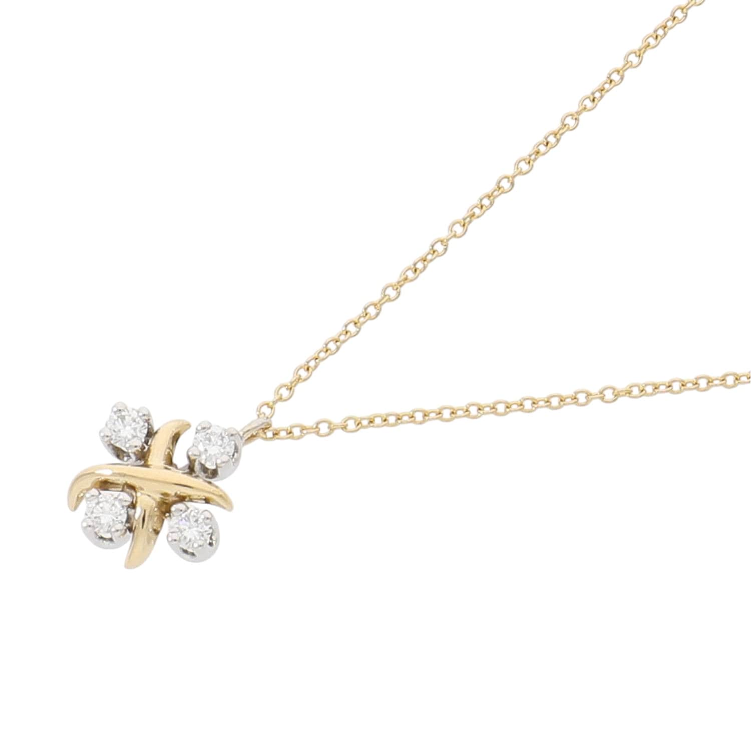 [中古]ティファニー シックスティーン ストーン バイ ティファニー ジーン シュランバーゼ リン ダイヤモンド ペンダント ネックレス イエローゴールド×プラチナ 60022674